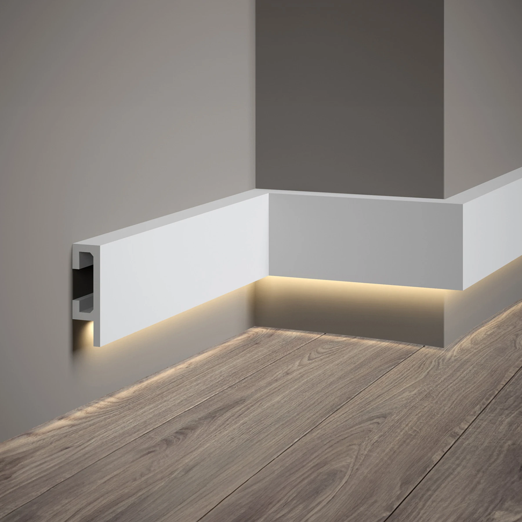 LED Stuckleiste - Sockelleiste - indirekt - 2,5 x 8 x 200cm