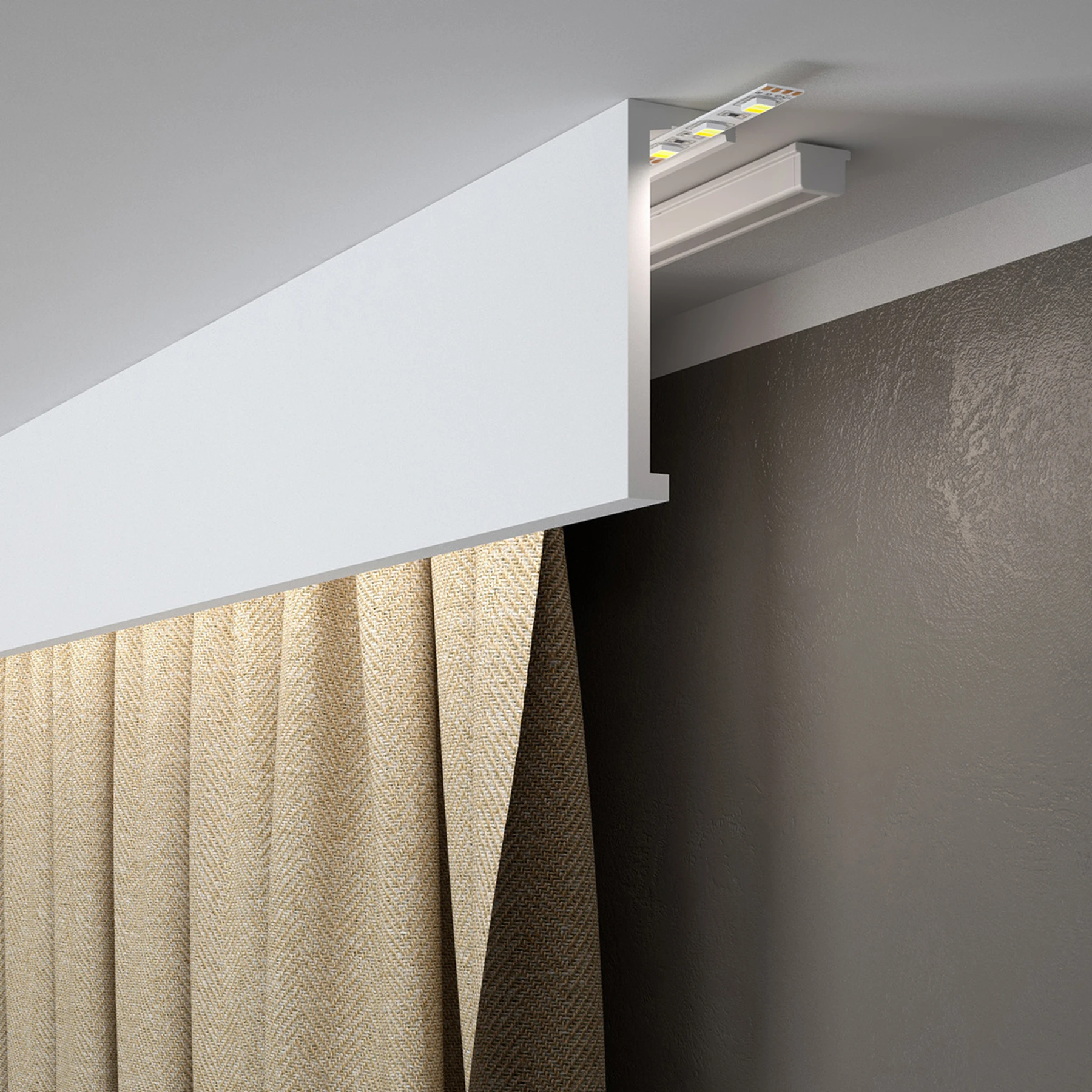 LED Stuckleiste -  Gardinenleiste - indirekt -  12 x 4 x 200cm