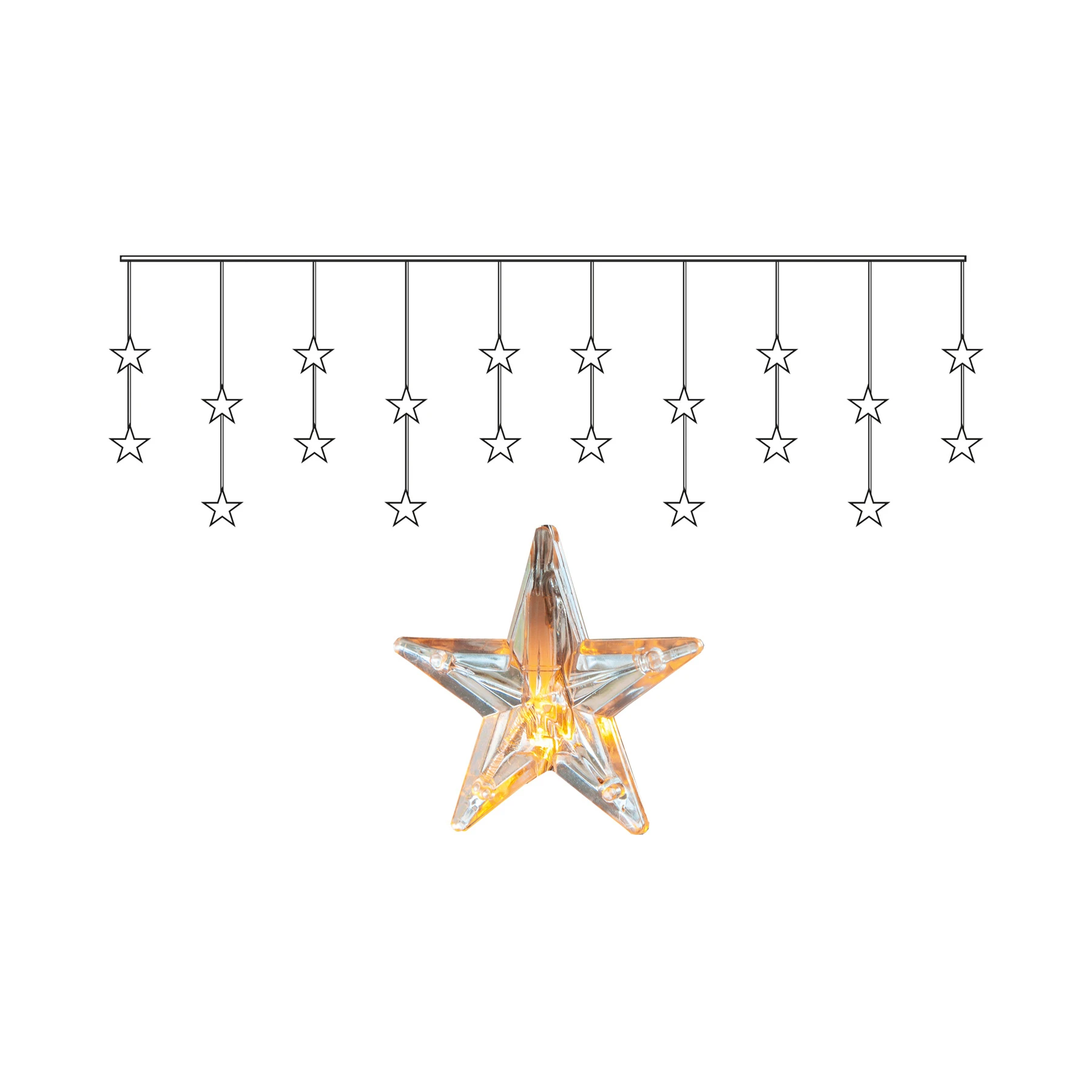 Star Curtain - Lichtervorhang für innen - 1,8 m - 20 LEDs - Netzbetrieb - Warmweiß