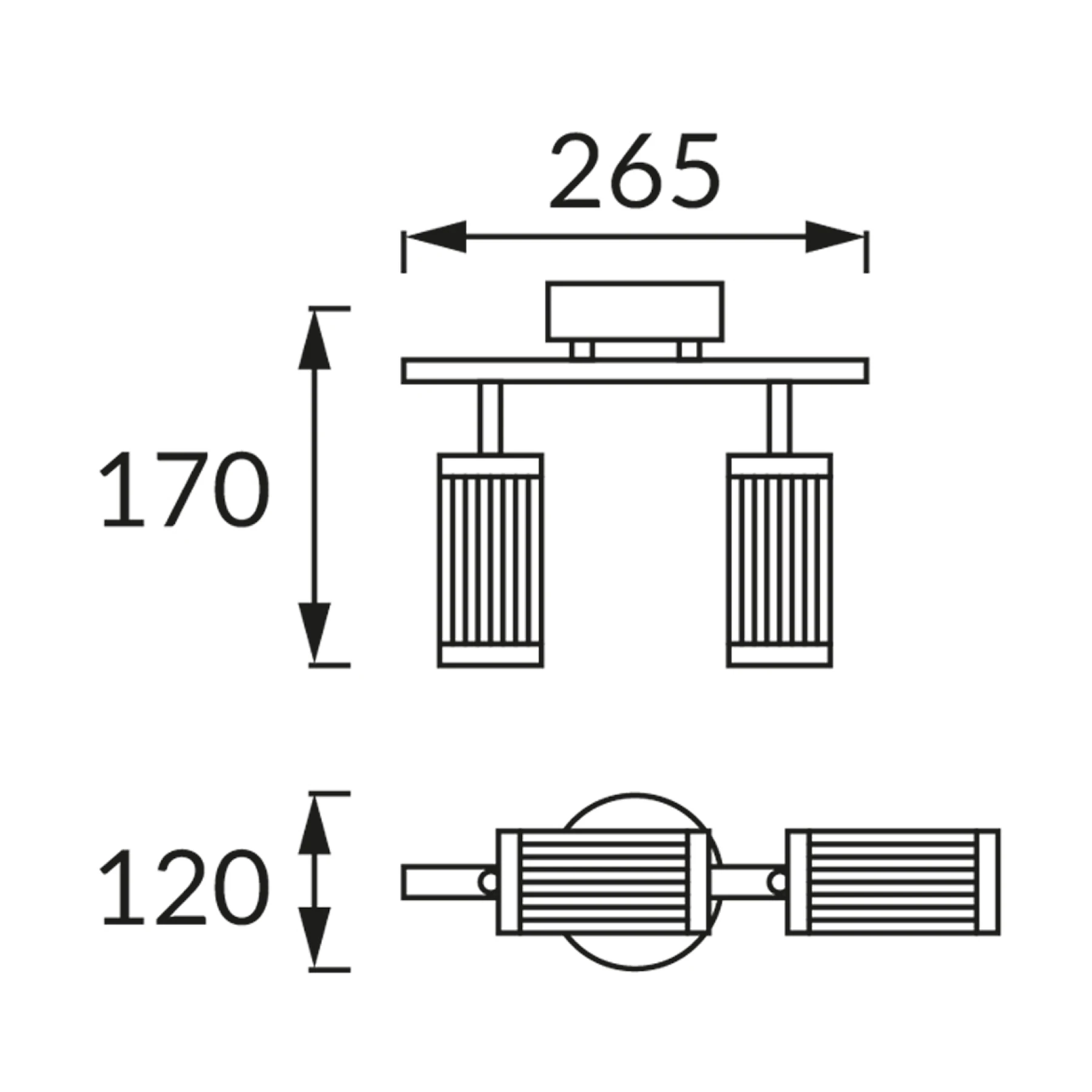 FRIDA SPT 2 - Decken Spotleuchte in schwarz/chrom - ohne Leuchtmittel