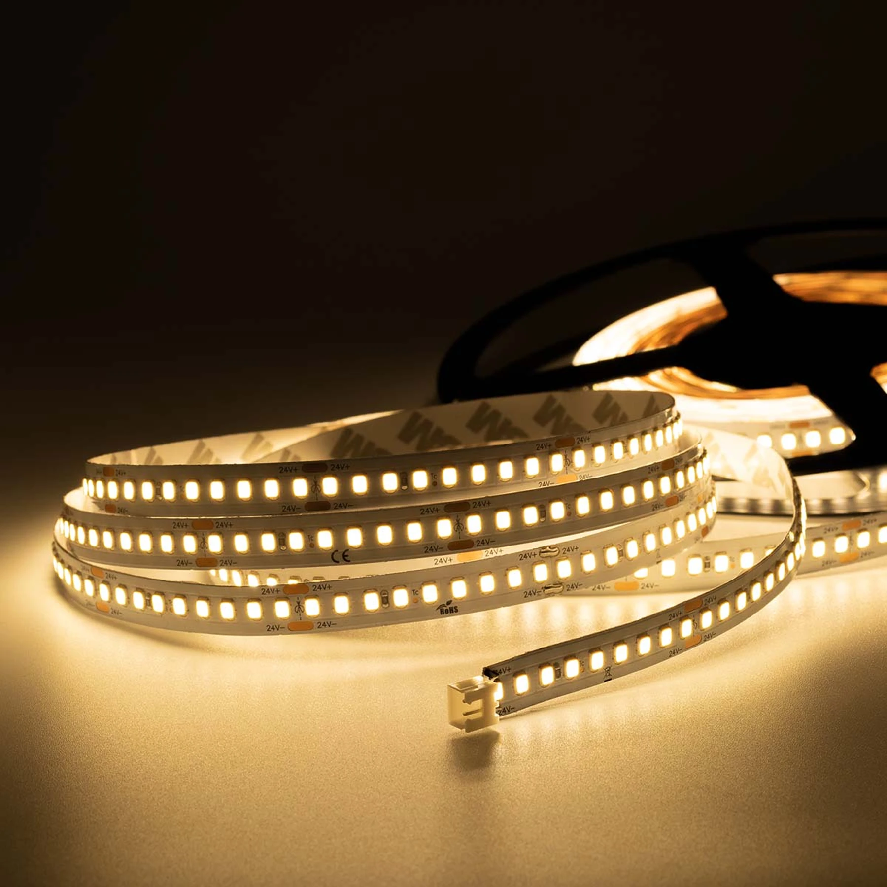 24V LED Streifen energiesparend - warmweiß - 180 LEDs je Meter - alle 5cm teilbar - 190cm - 342 LEDs - 19 Watt - 3553 Lumen - ohne Steckerbuchsen 2polig - kein Anschlußkabel zum Netzteil
