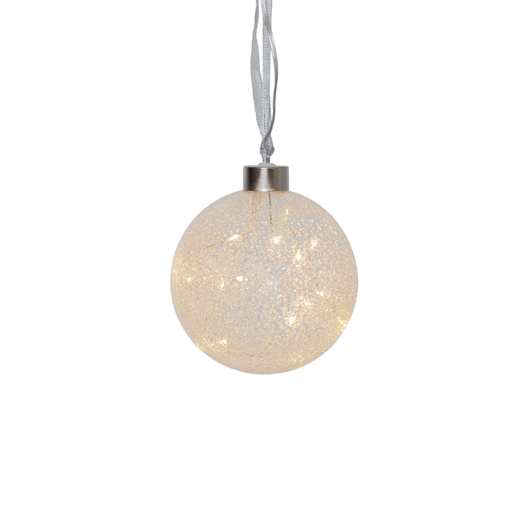 Glow - Glaskugel - 10 cm - Glasfarbe: satiniert - Timer - Batteriebetrieb - Lichtfarbe: Warmweiß