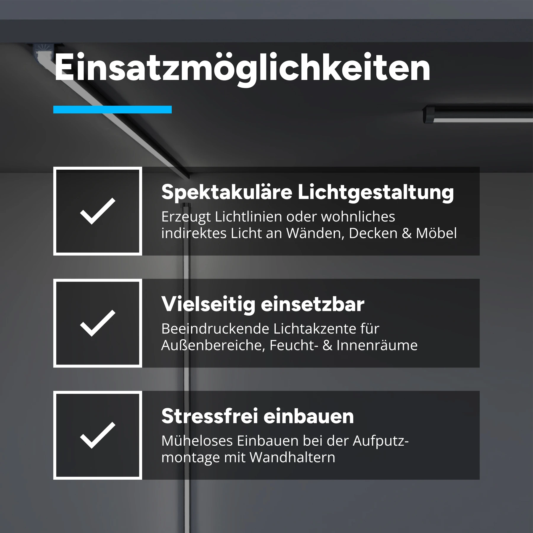 wasserfestes 24V LED Leisten Set mit Steuerung und Netzteil, 100cm Länge, Lichtfarbe warmweiß, IP65
