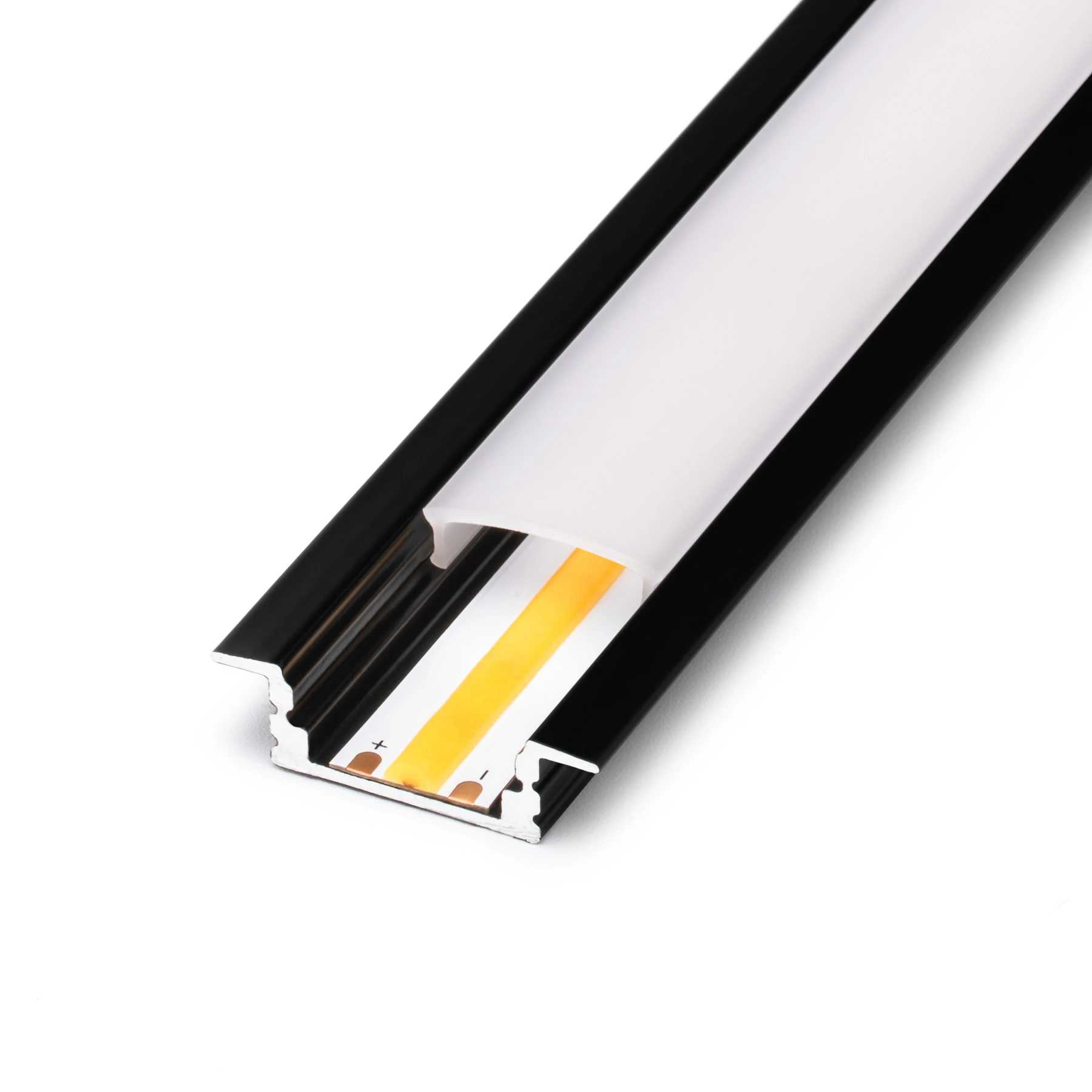schwarzes Aluminium LED Einbau Profil in Wunschlänge, slim, 2,32 x 0,8cm