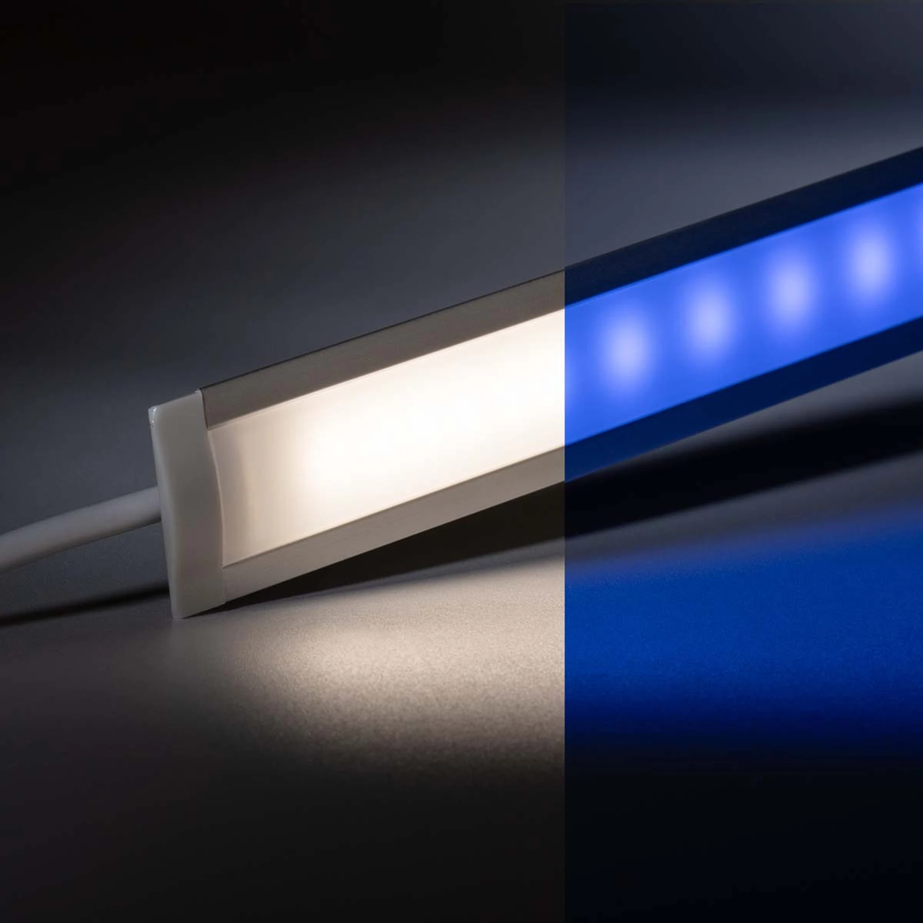 24V Aluminium Einbau LED Leiste schmal - RGBW (RGB + neutralweiß) - diffuse Abdeckung