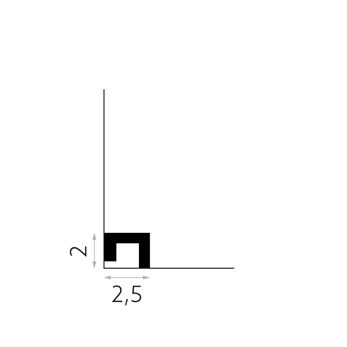 LED Stuckleiste - Kabelkanal für Sockel - 2,5 x 1,8 x 200cm