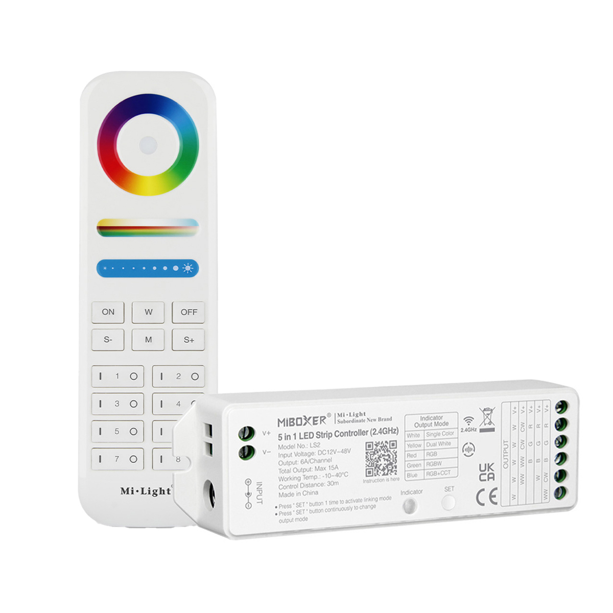 LED Funk Controller Set - 8 Zonen - 5 Kanal - RGB+CCT - Fernbedienung (2,4 GHz)