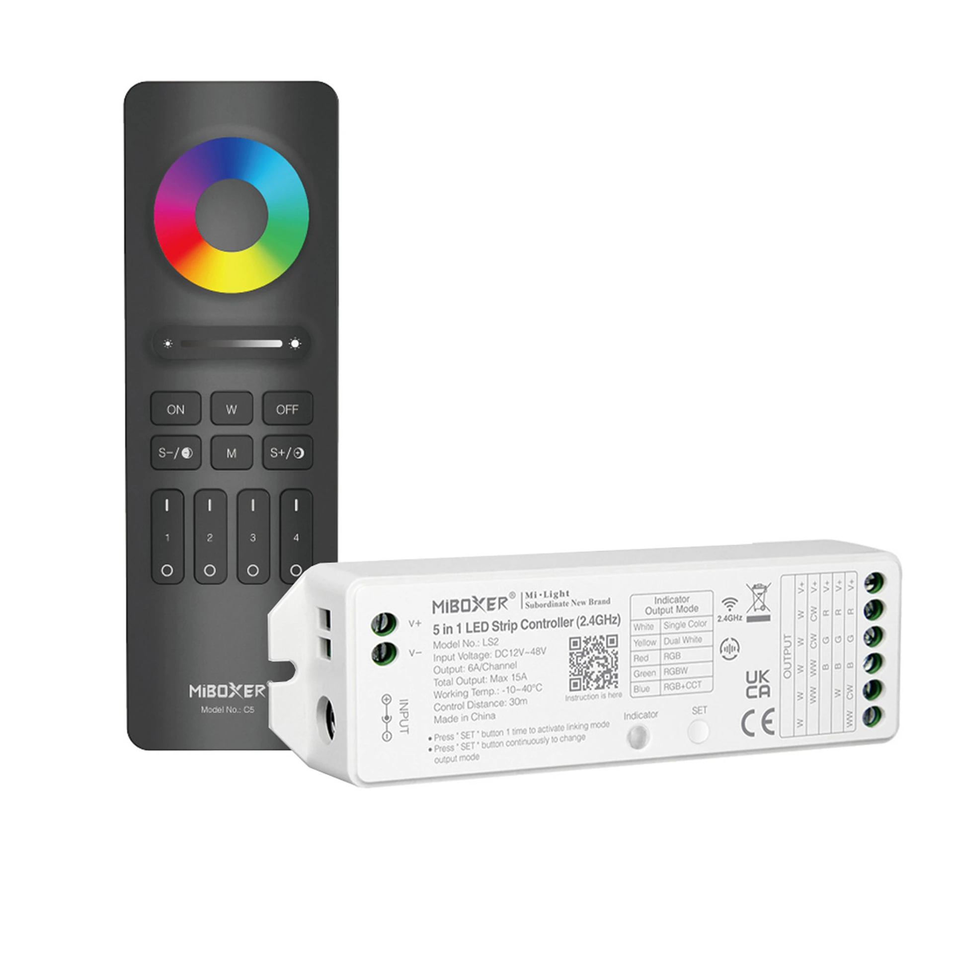 LED Funk Controller Set - 4 Zonen - 5 Kanal - RGB+CCT - Fernbedienung (2,4 GHz)