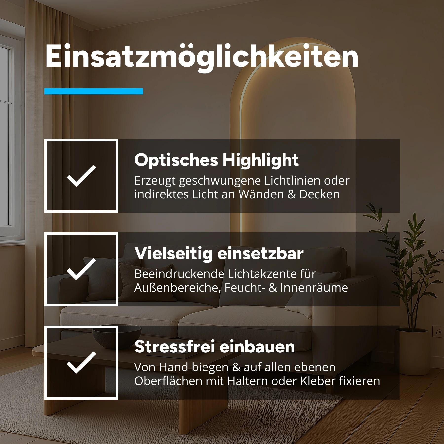 Aluminium LED Aufputz Profil, flex biegbar, 1,8 x 0,6 x 15cm - ohne Abdeckung - ohne Endkappen