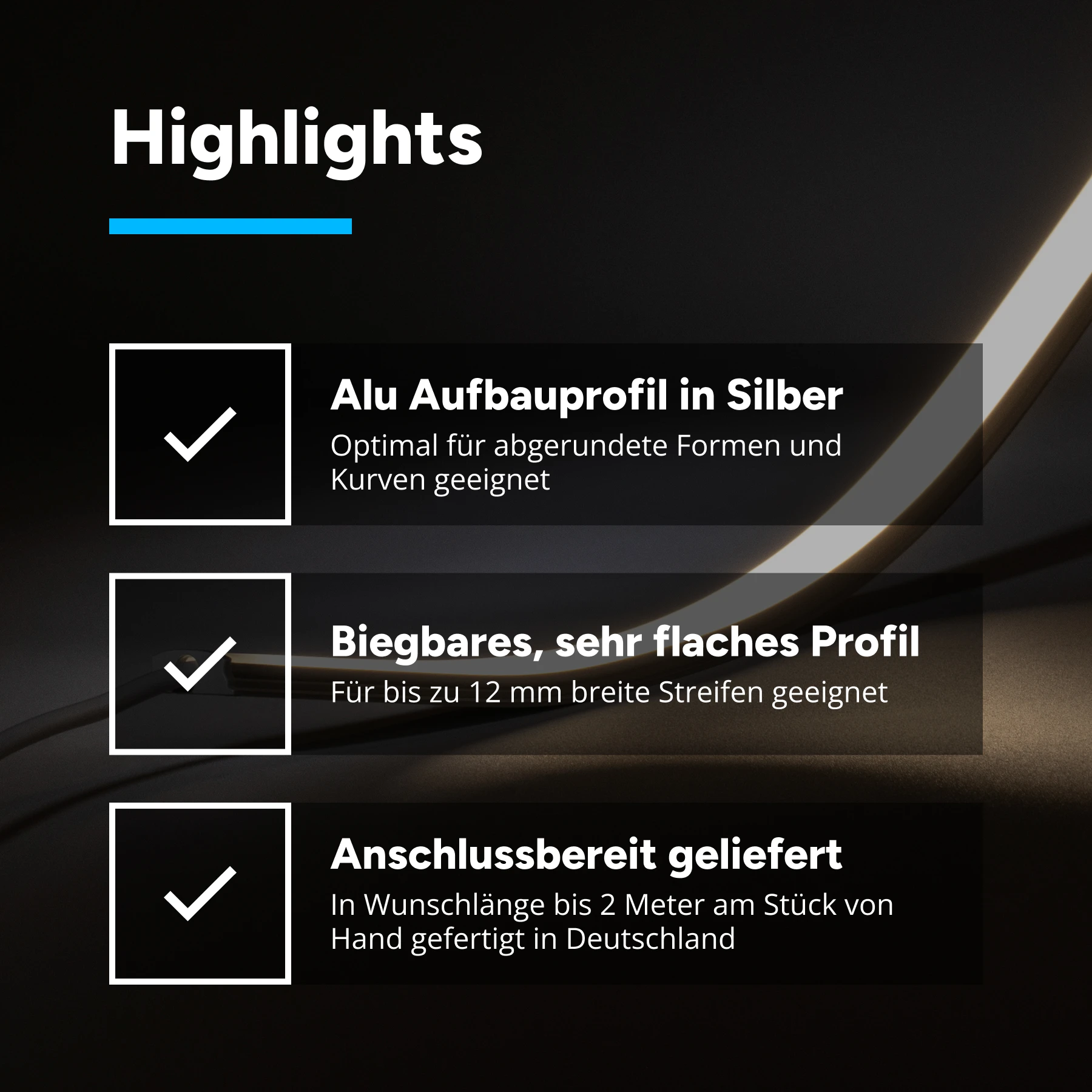 24V flexible Aluminium LED Leiste - neutralweiß - diffuse Abdeckung - 33cm - 144 LED Chips - 4 Watt - 360 Lumen