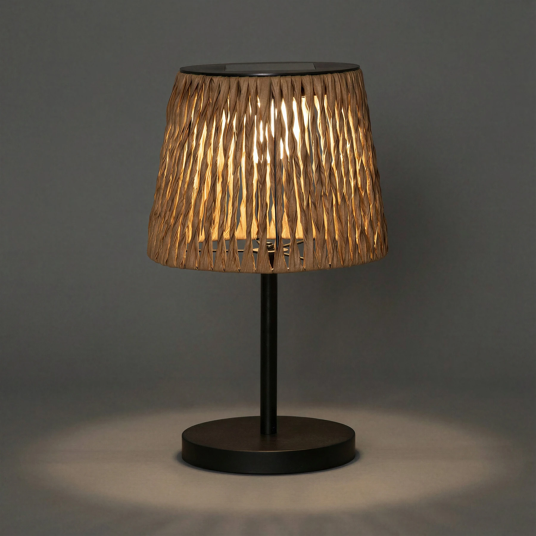 Cesta - Solar Tischleuchte in schwarz/braun - Lichtfarbe: warmweiß