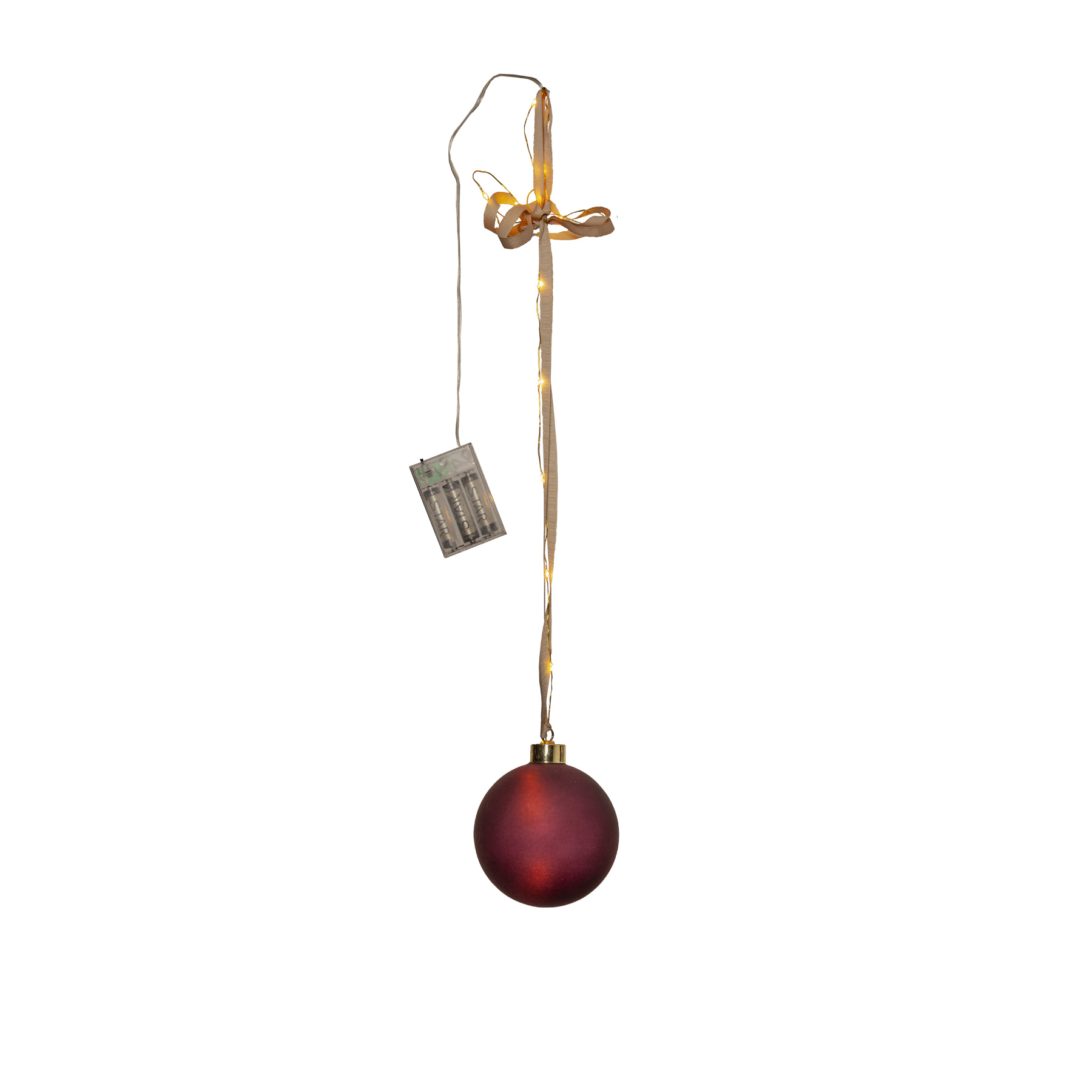 Bliss - Glaskugel - 10 cm - Glasfarbe: Rot - Timer - Batteriebetrieb - Lichtfarbe: Warmweiß