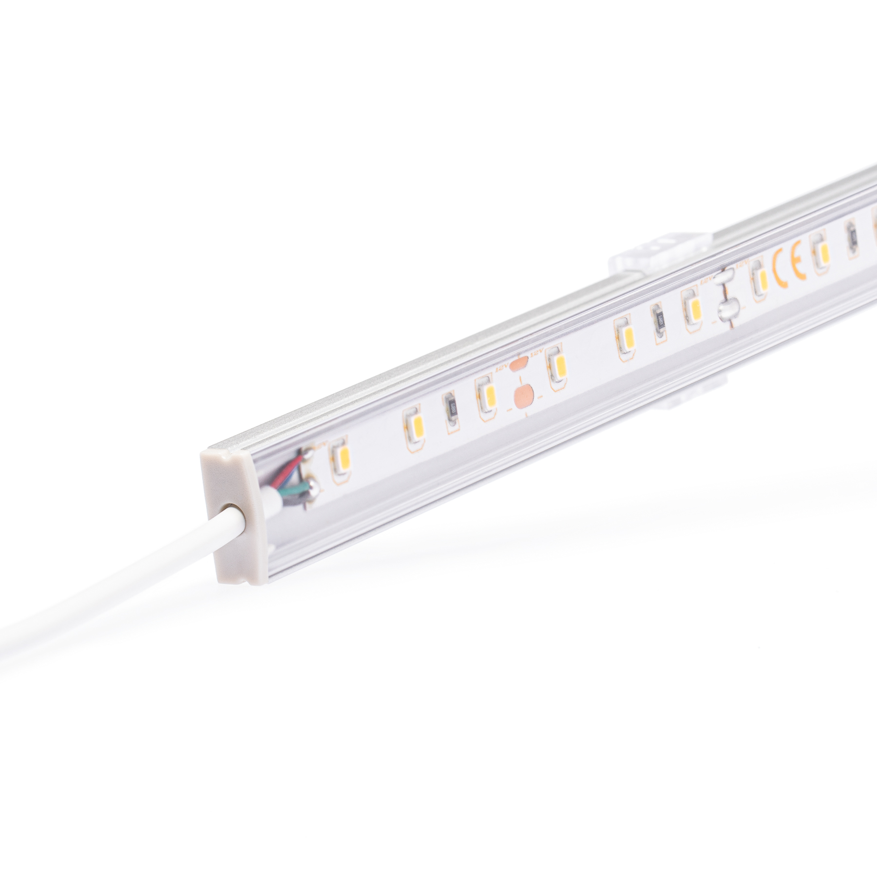 12V Slim Line  Aluminium LED Leiste – warmweiß – transparente Abdeckung - kein Anschlußkabel zum Netzteil - 33cm mit 18 SMD LEDs - 3,5 Watt - 210 Lumen