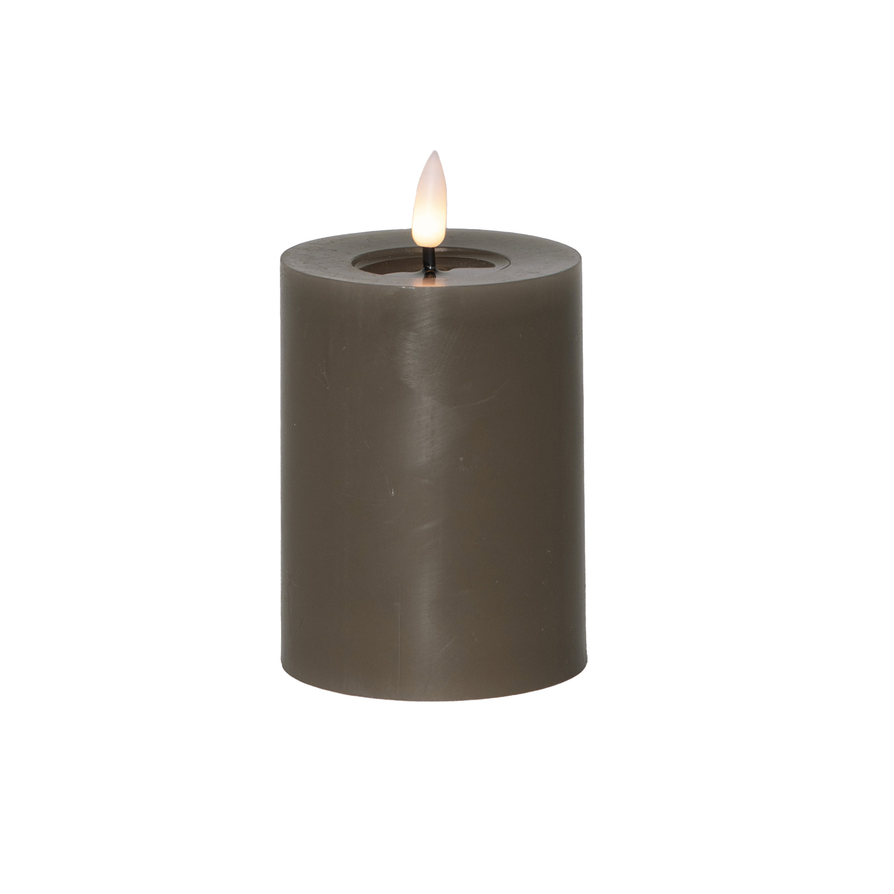 Flamme Flow - Kerze für innen - Braun - Höhe: 12,5 cm - Batteriebetrieb - Timer - flackernd