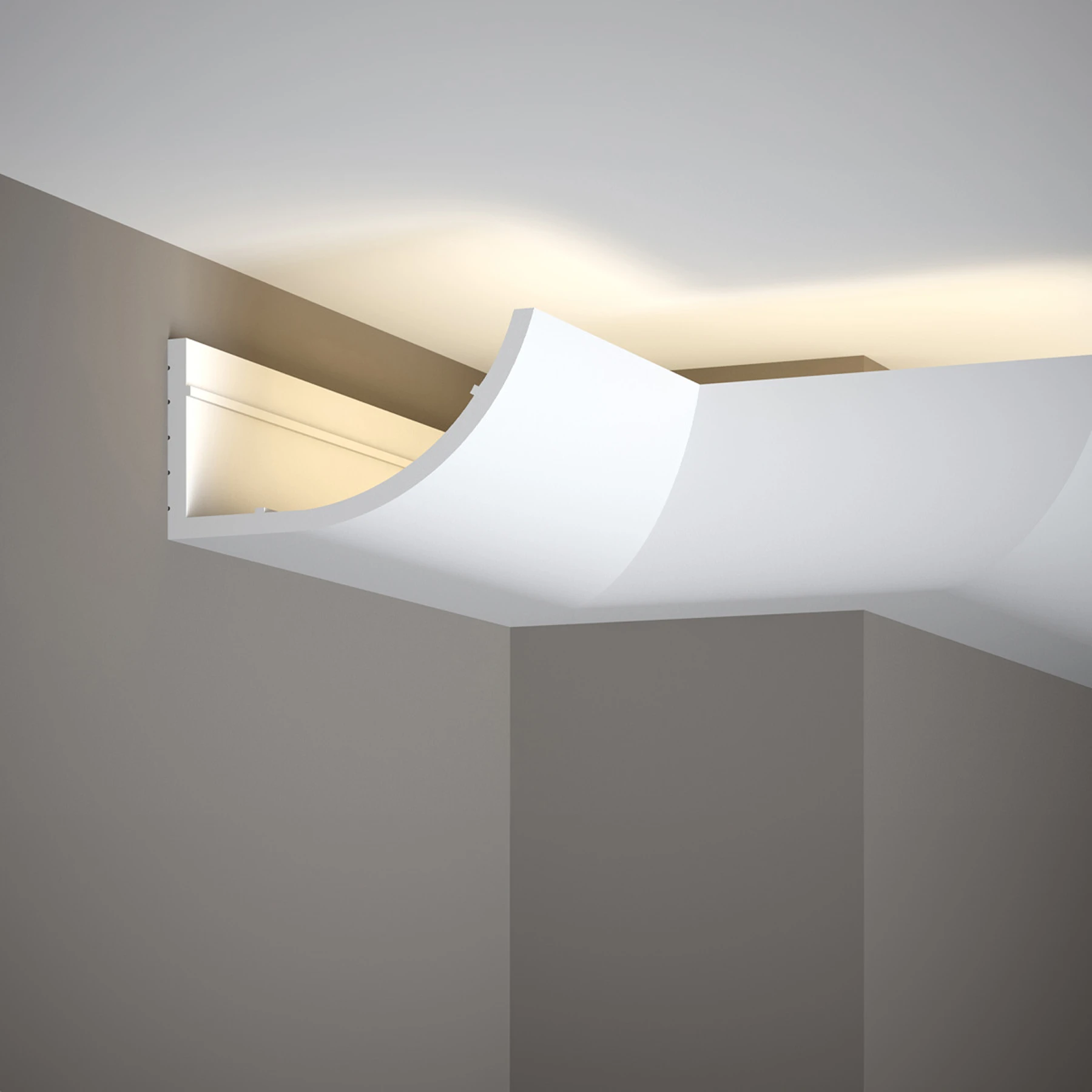 LED Stuckleiste - große halbrunde Deckenleiste - 17,2 x 8,6 x 200cm