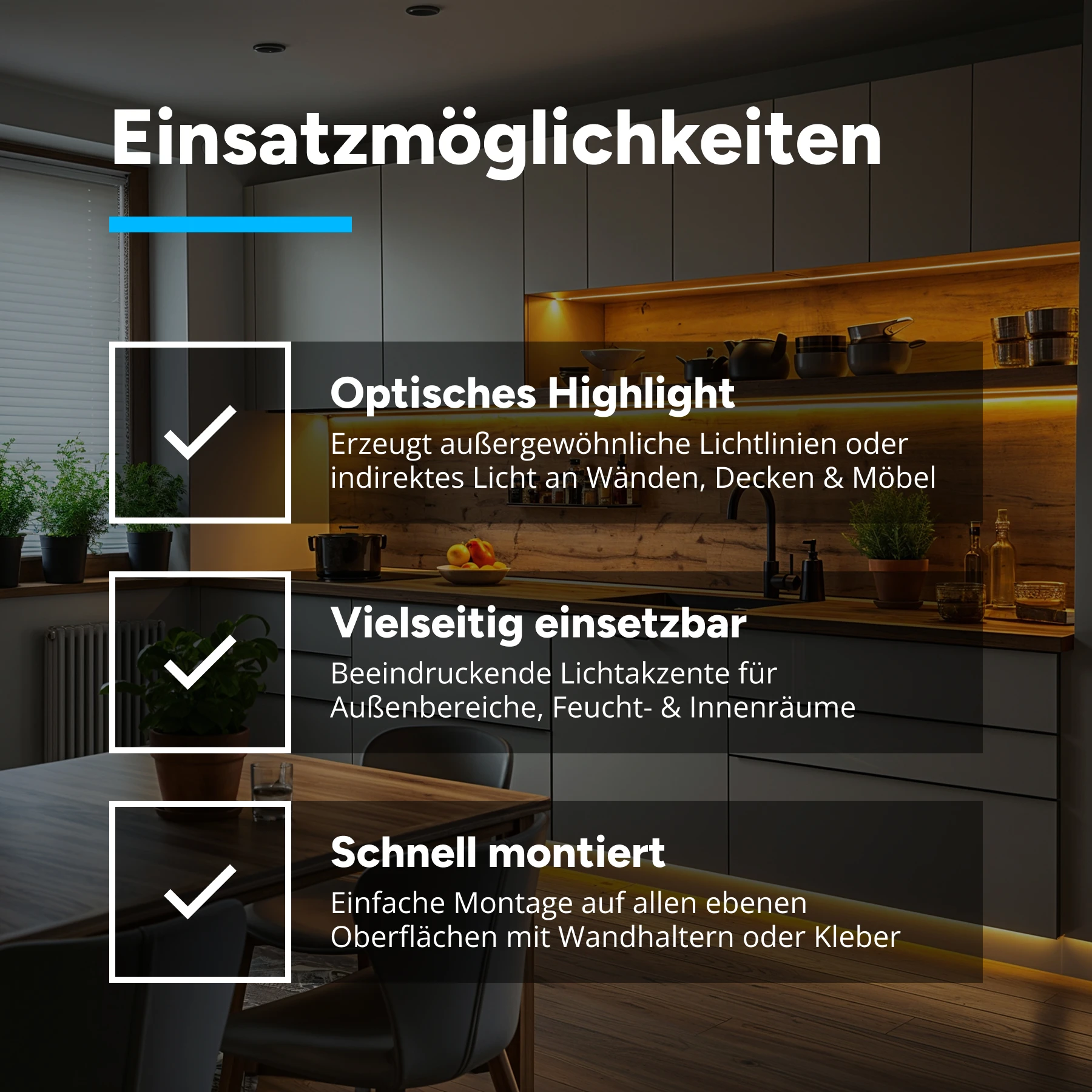 24V wasserfeste Aluminium LED Eck Leiste rund – warmweiß – diffus - IP65 - 23cm - 28 LEDs - 4 Watt - 440 Lumen - 100cm Eingangskabel mit offenen Enden - ohne Ausgangskabel (geschlossene Endkappe)