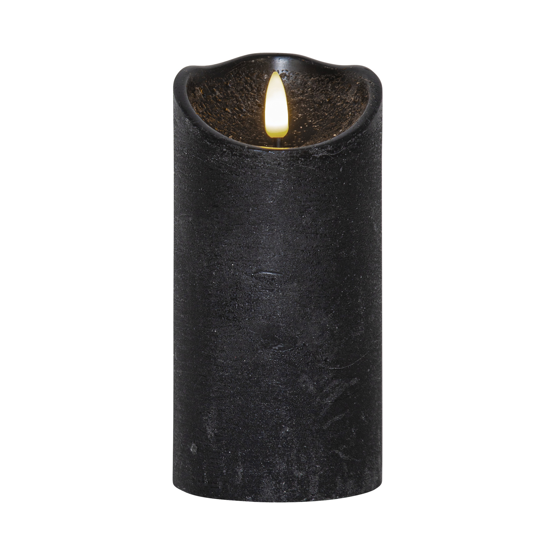 Flamme Rustic - Kerze für innen - Schwarz - Höhe: 15 cm - Batteriebetrieb - Timer - flackernd