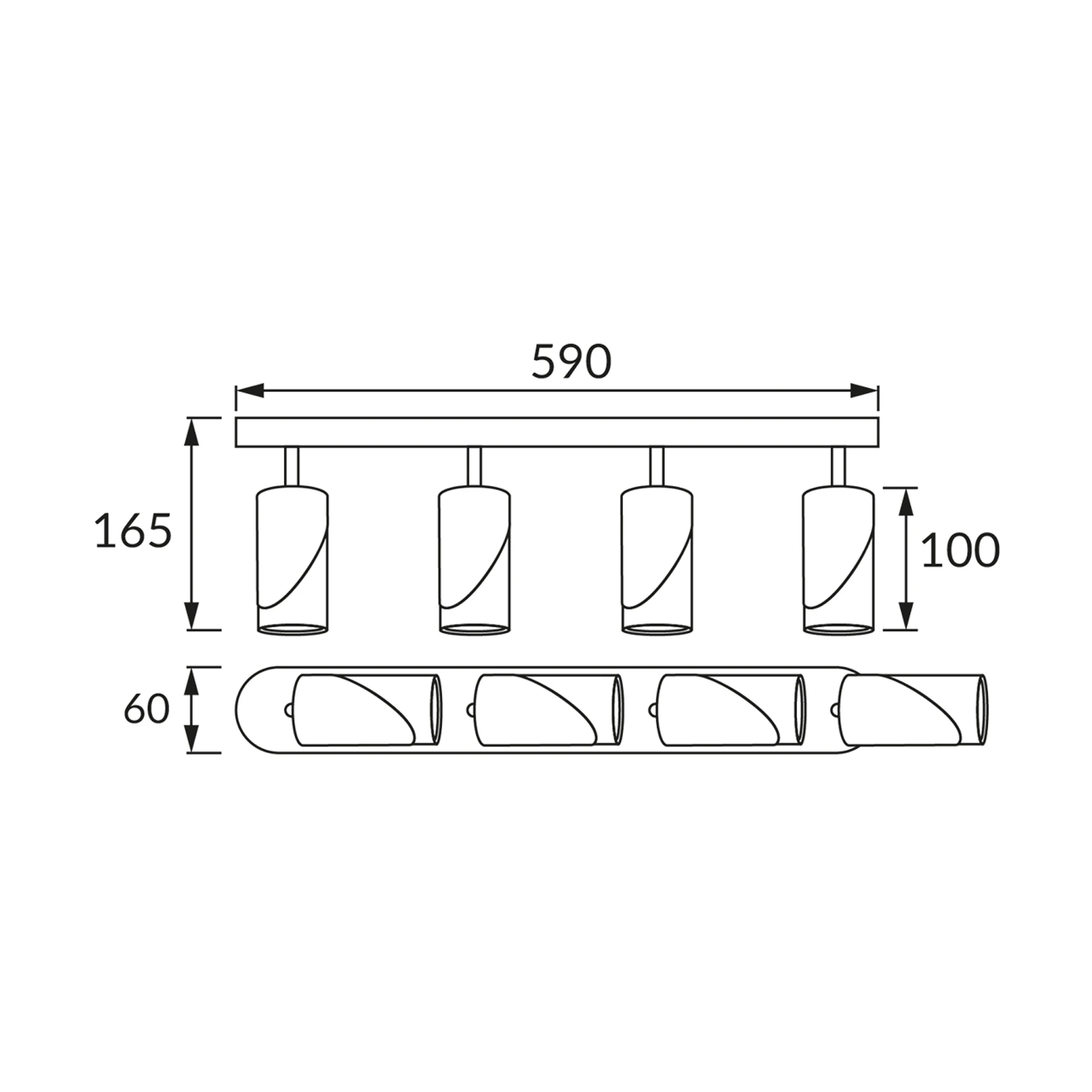 ZEBRA SPT 4 - Decken Spotleuchte in schwarz/weiß - Lichtfarbe: individuell wählbar
