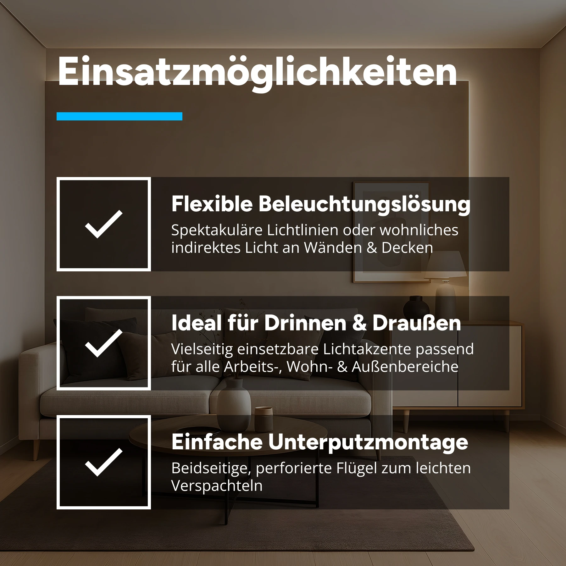 Aluminium LED Unterputz Profil, Trockenbau Plus, 3,88 x 1,49 x 15cm - ohne Abdeckung - ohne Endkappen
