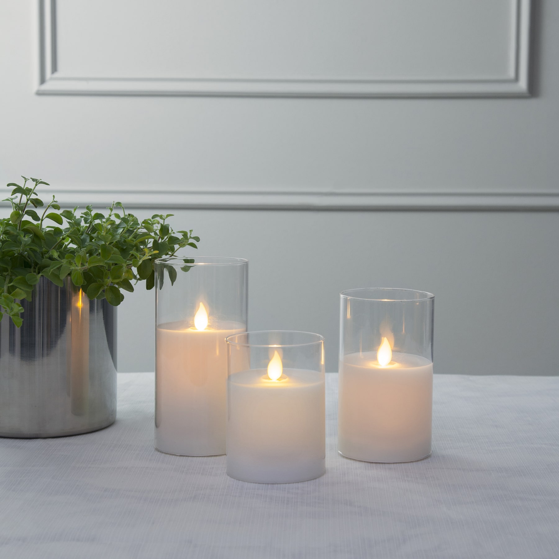 Twinkle - Kerze für innen - Transparent - Höhe: 12,5 cm - Batteriebetrieb - Timer - sanft flackernd