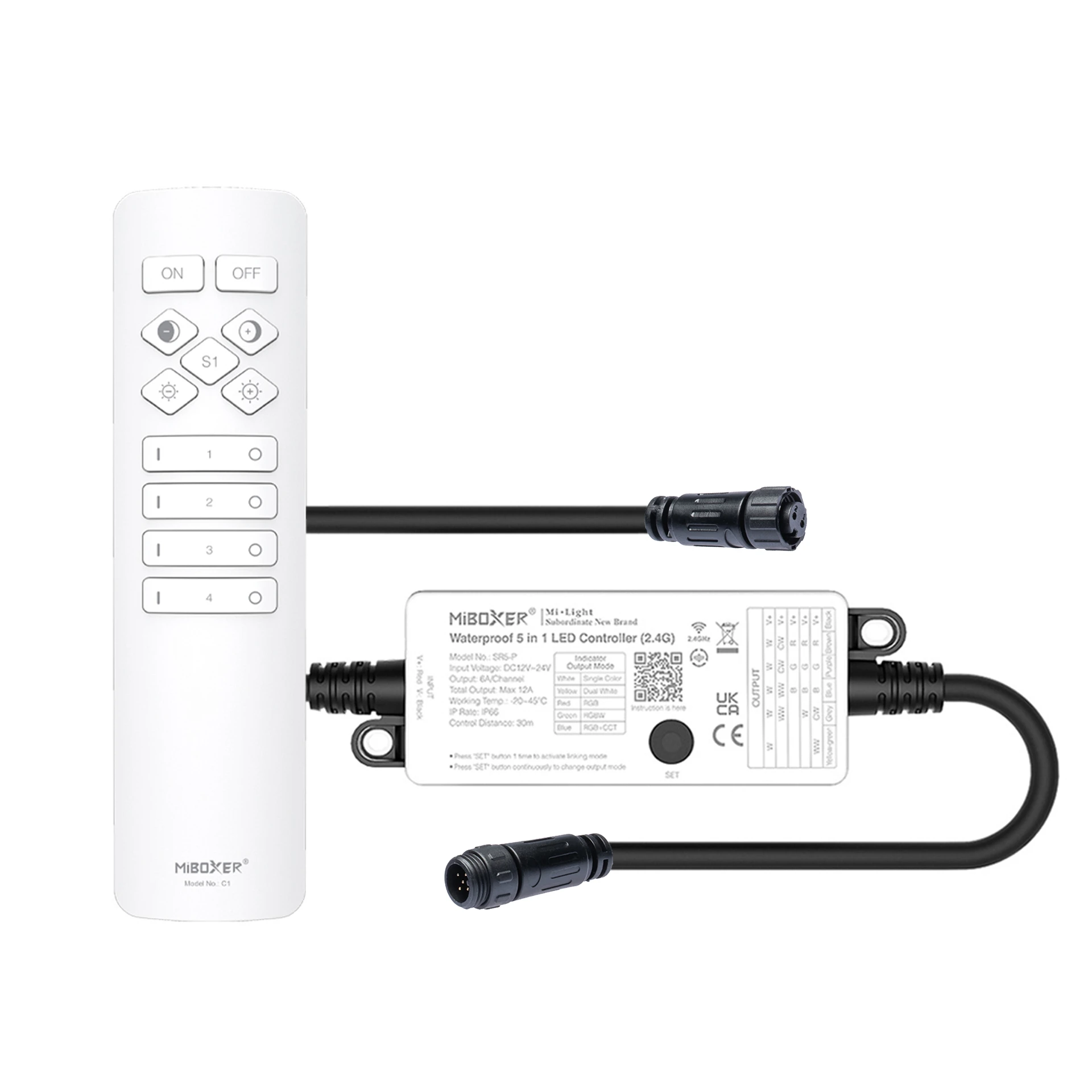 Plug & Play LED Funk Controller Set - 4 Zonen - 2 Kanal - CCT - Fernbedienung (2,4 GHz)-IP66