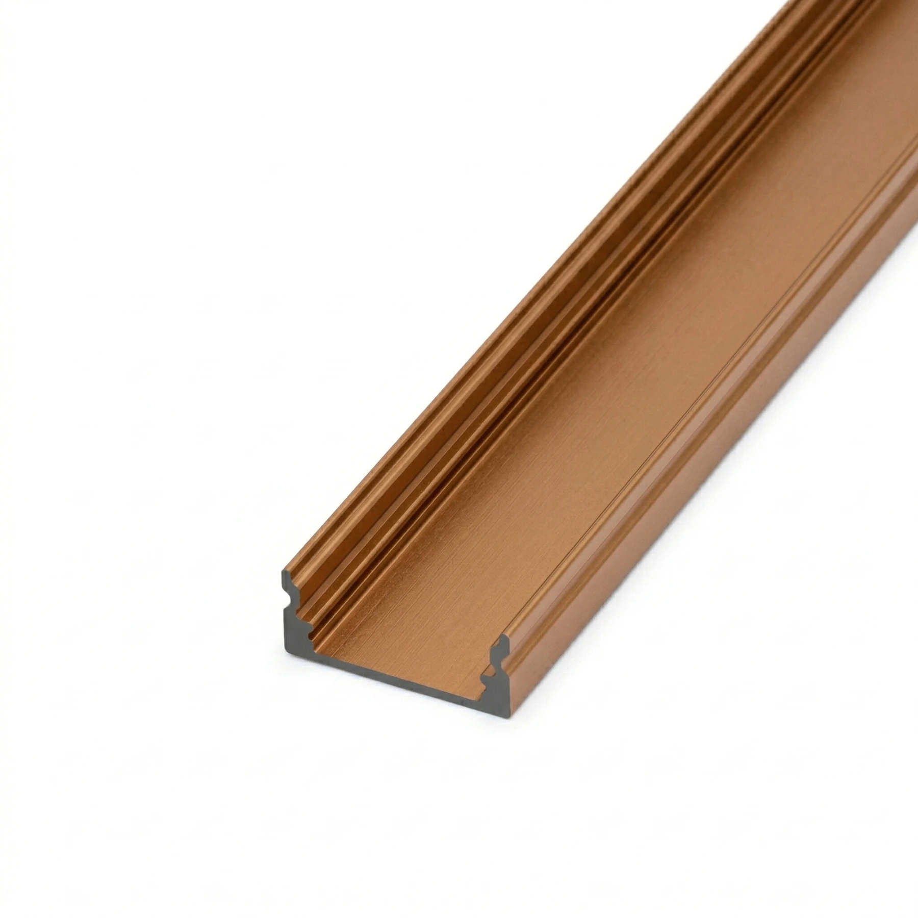 bronzenes Aluminium LED Aufputz Profil, slim, 1,72 x 0,7 x 15cm - ohne Abdeckung - ohne Endkappen