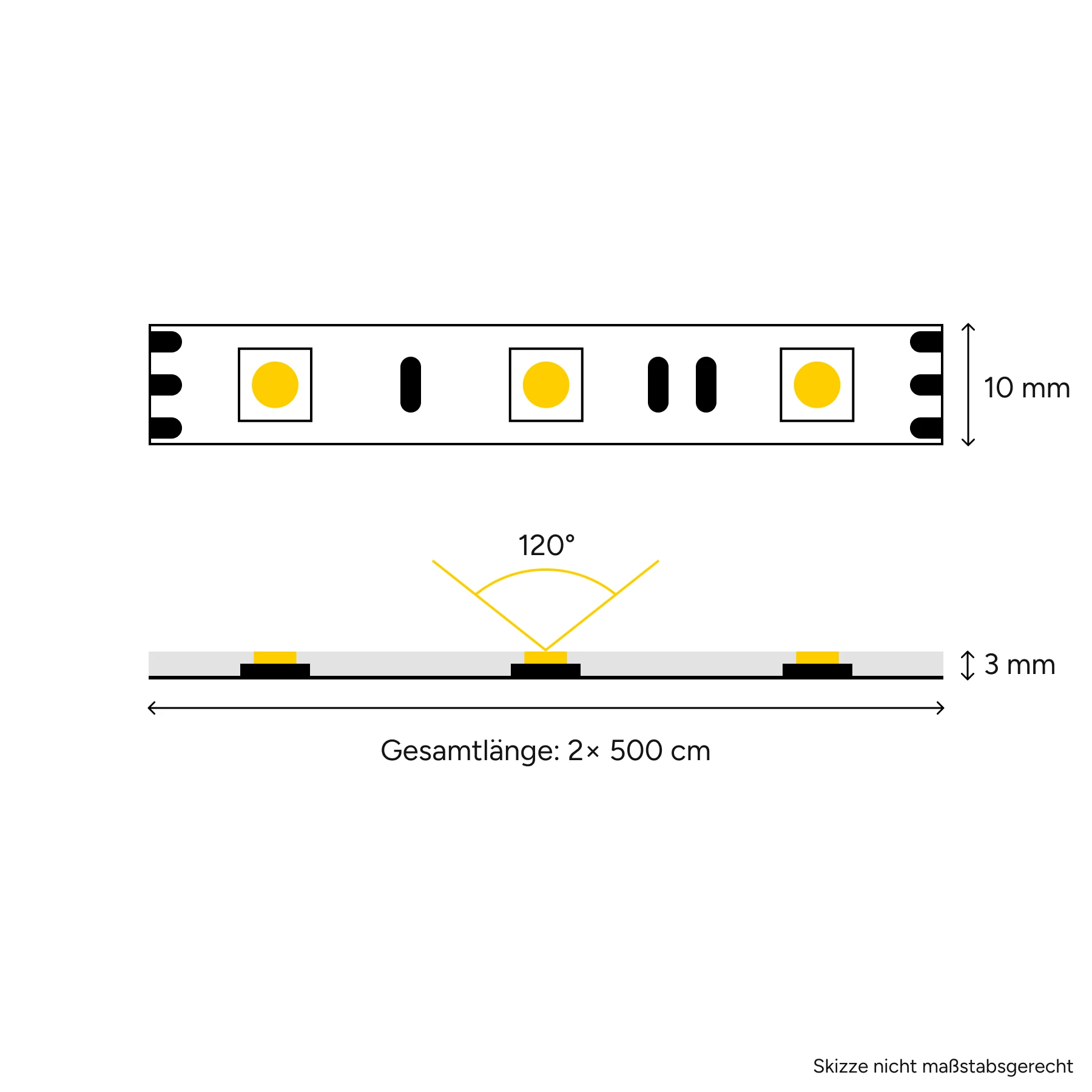 12V Smart LED Strip Set - 2x 5m, RGB, IP44 - Tuya App, Sprachsteuerung über Alexa und Google Home