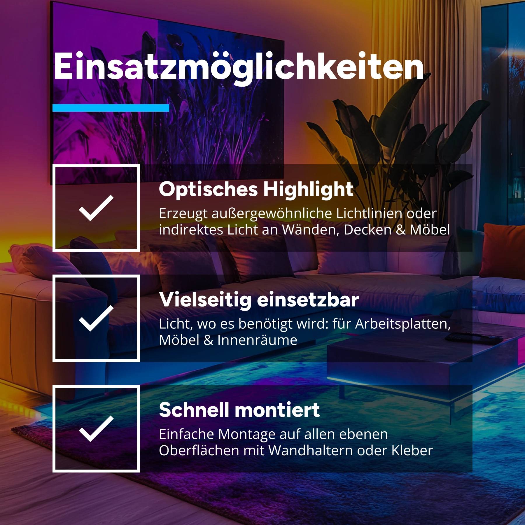 24V Black Line LED Eckleiste - COB - RGB - schwarze Abdeckung - 33cm - 252 LED Chips - 4,5 Watt - 224 Lumen - mit Ausgangskabel ( zum Anschluss einer weiteren LED- Leiste )