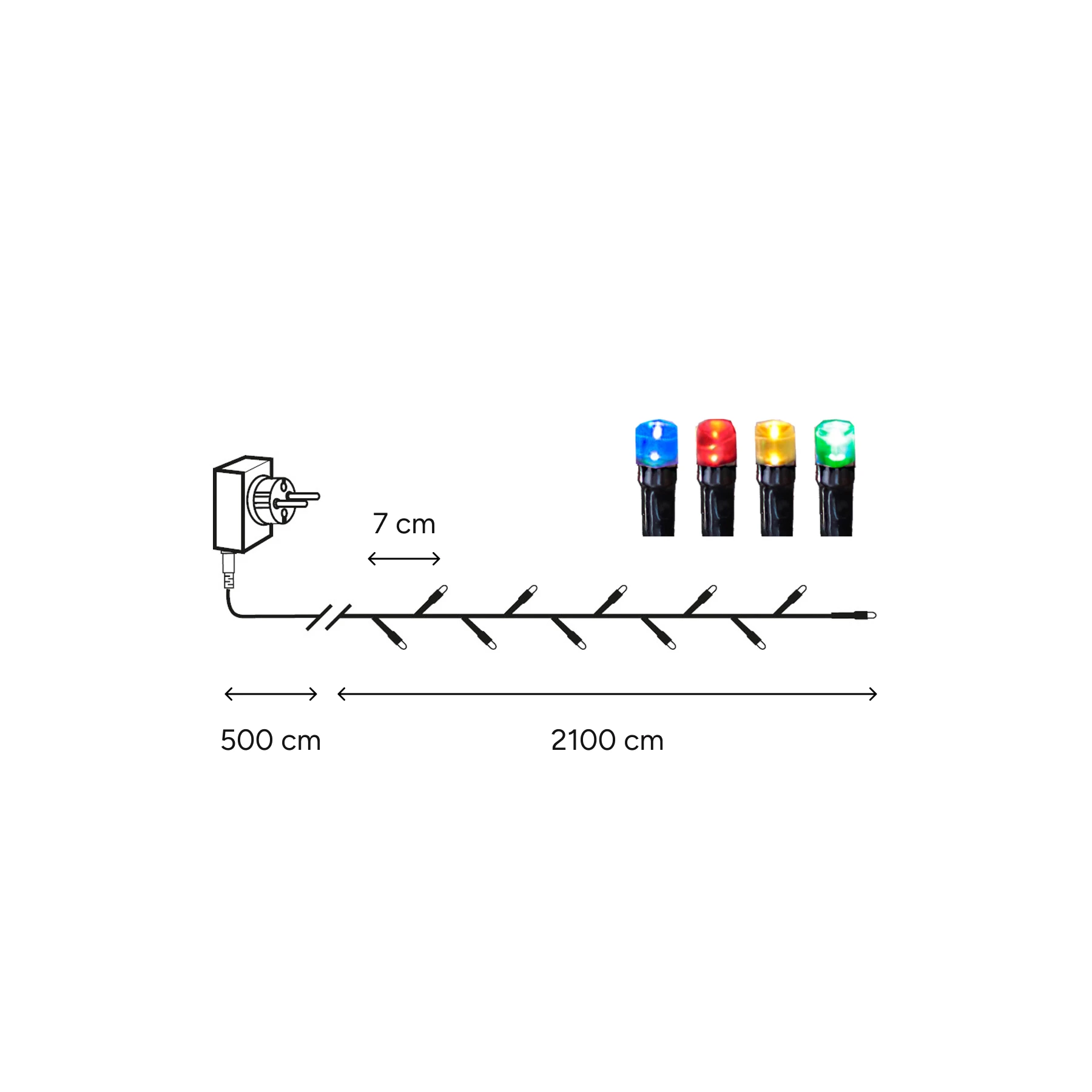Flashy - Lichterkette für außen - 21 m - 300 LEDs - Timer - Netzbetrieb - 8 Funktionen - Mehrfarbig