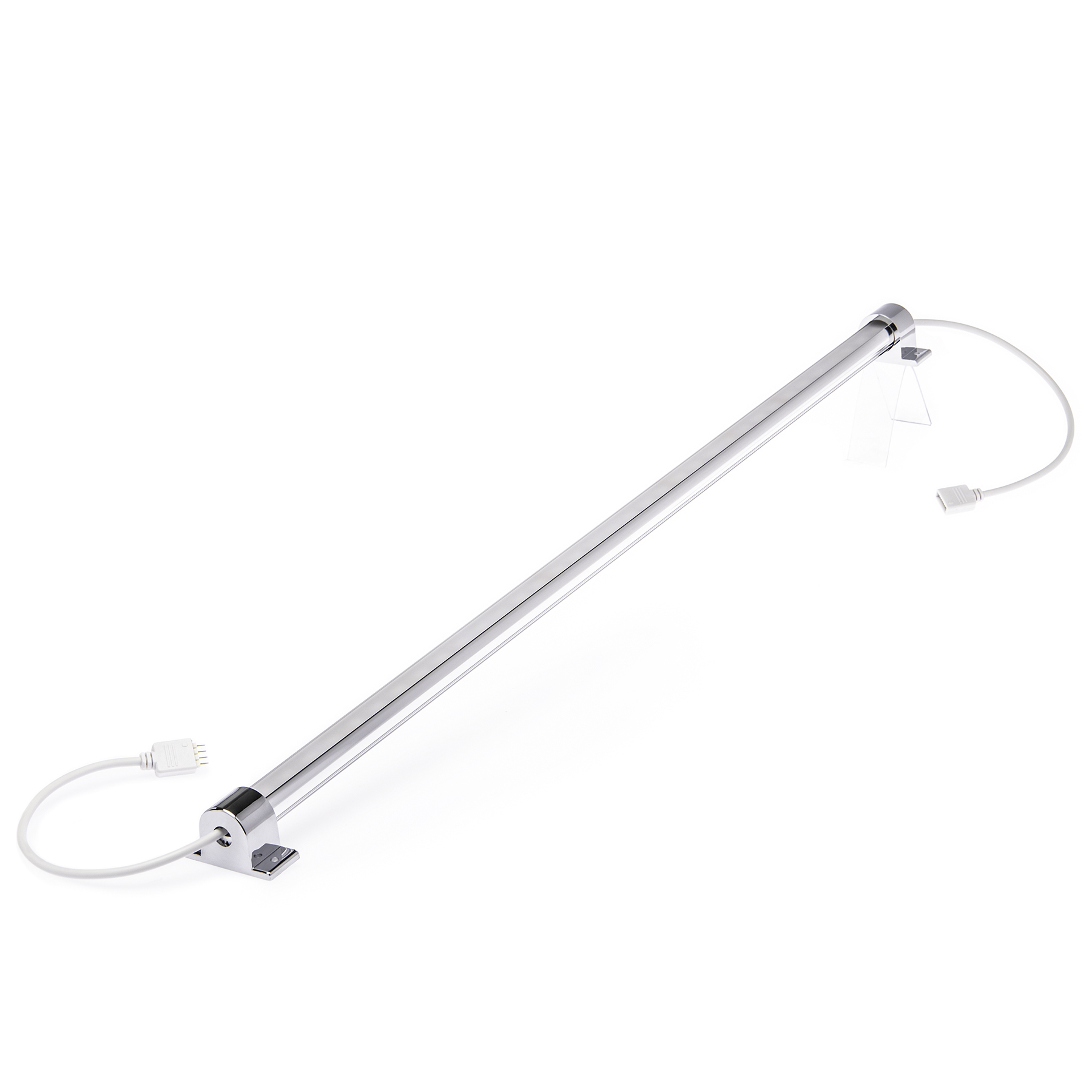 24V wasserfeste Aluminium LED Leiste – RGB – 55cm – einstellbare Abstrahlrichtung – IP65 20cm Eingangskabel mit Stecker 4polig - mit Ein- und Ausgangskabel