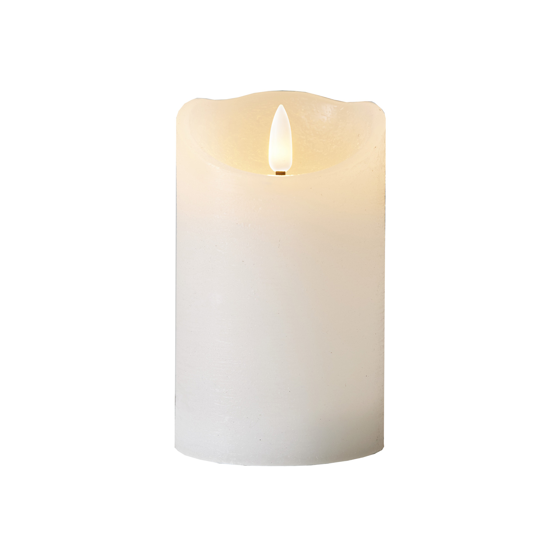 Flamme Rustic - Kerze für innen - Weiß - Höhe: 12,5 cm - Batteriebetrieb - Timer - flackernd