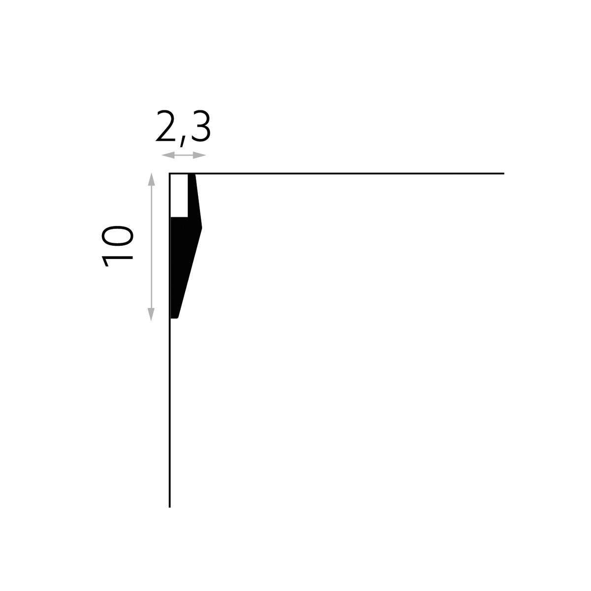 LED Stuckleiste - moderne glatte Deckenleiste - 2,3 x 10 x 200cm