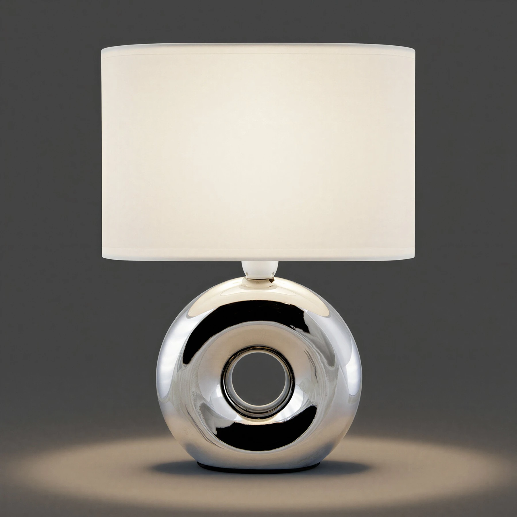 Tischleuchte indoor in chrom/weiß - Lichtfarbe: individuell wählbar