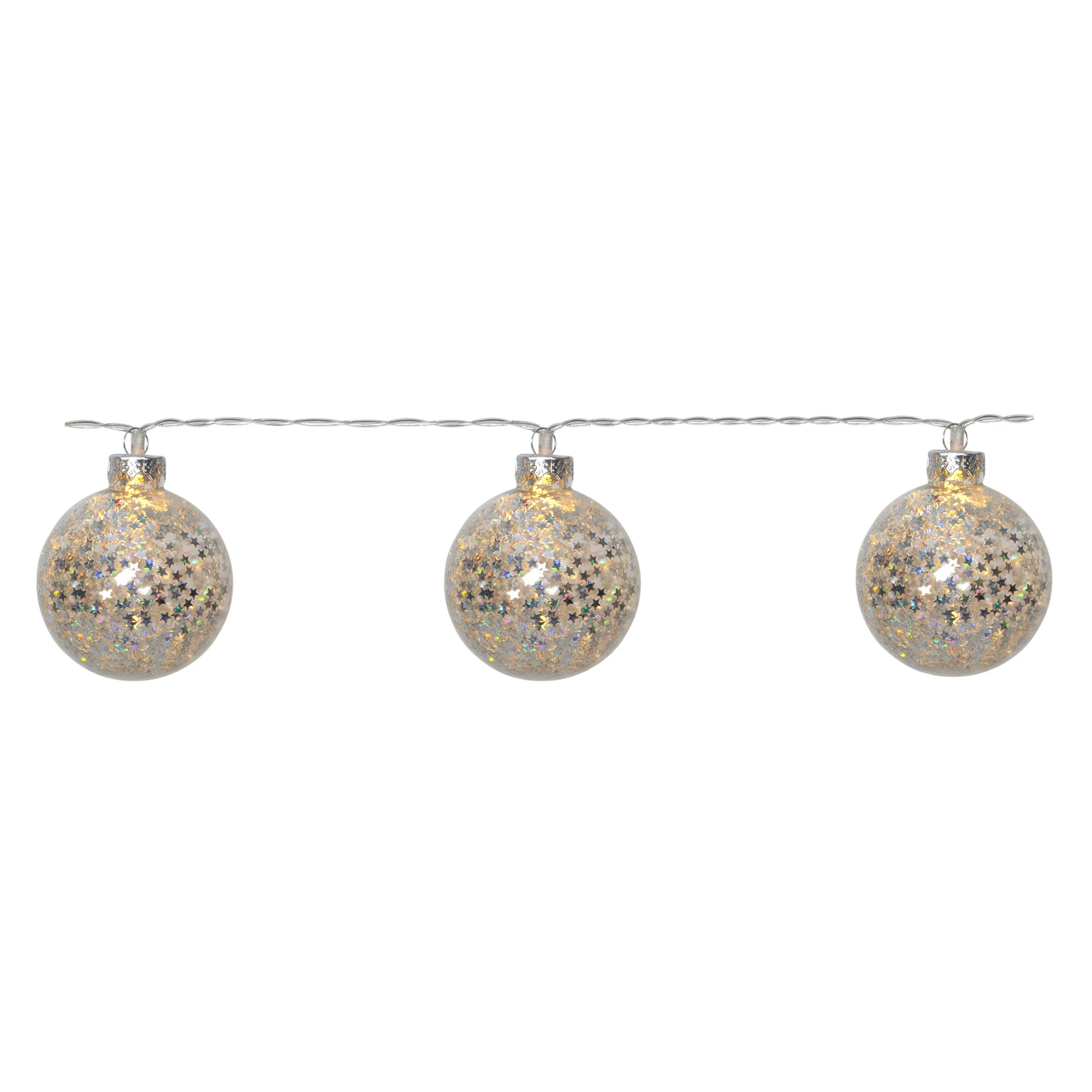 Glitter - Deko Lichterkette für innen - 1,3 m - 10 LEDs - Timer - Batteriebetrieb - Warmweiß