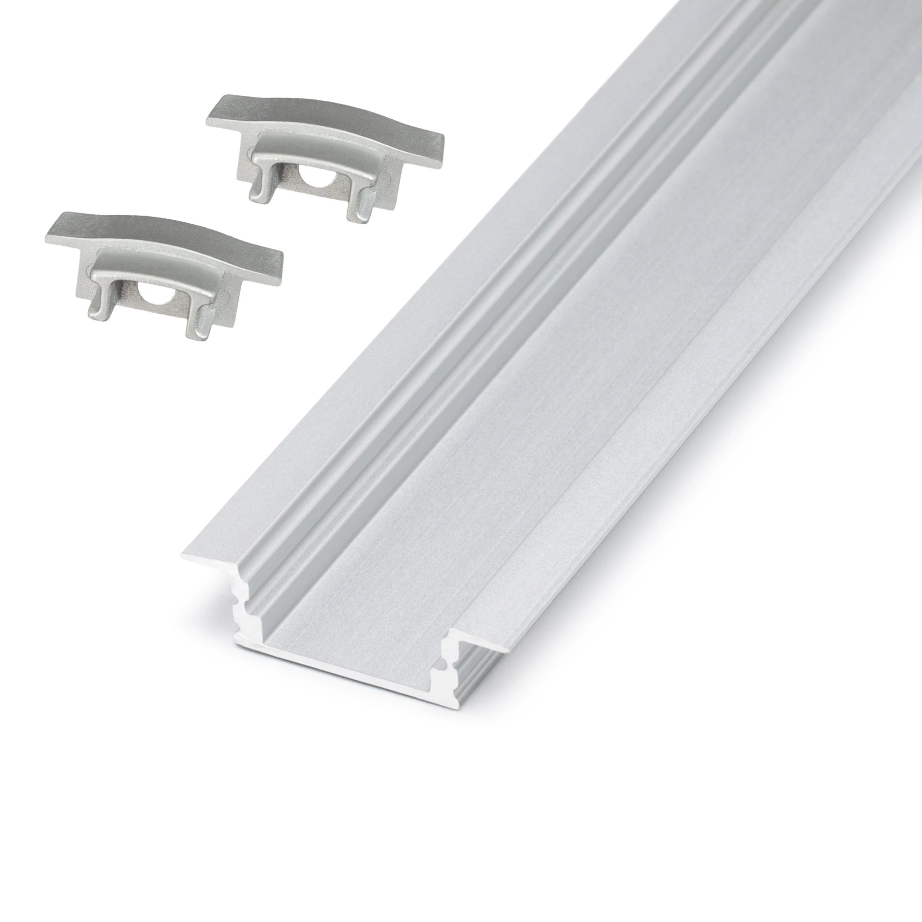 Aluminium LED Einbau Profil, slim, 2,32 x 0,8 x 22cm - ohne Abdeckung - 2er Set - beidseitig mit Loch