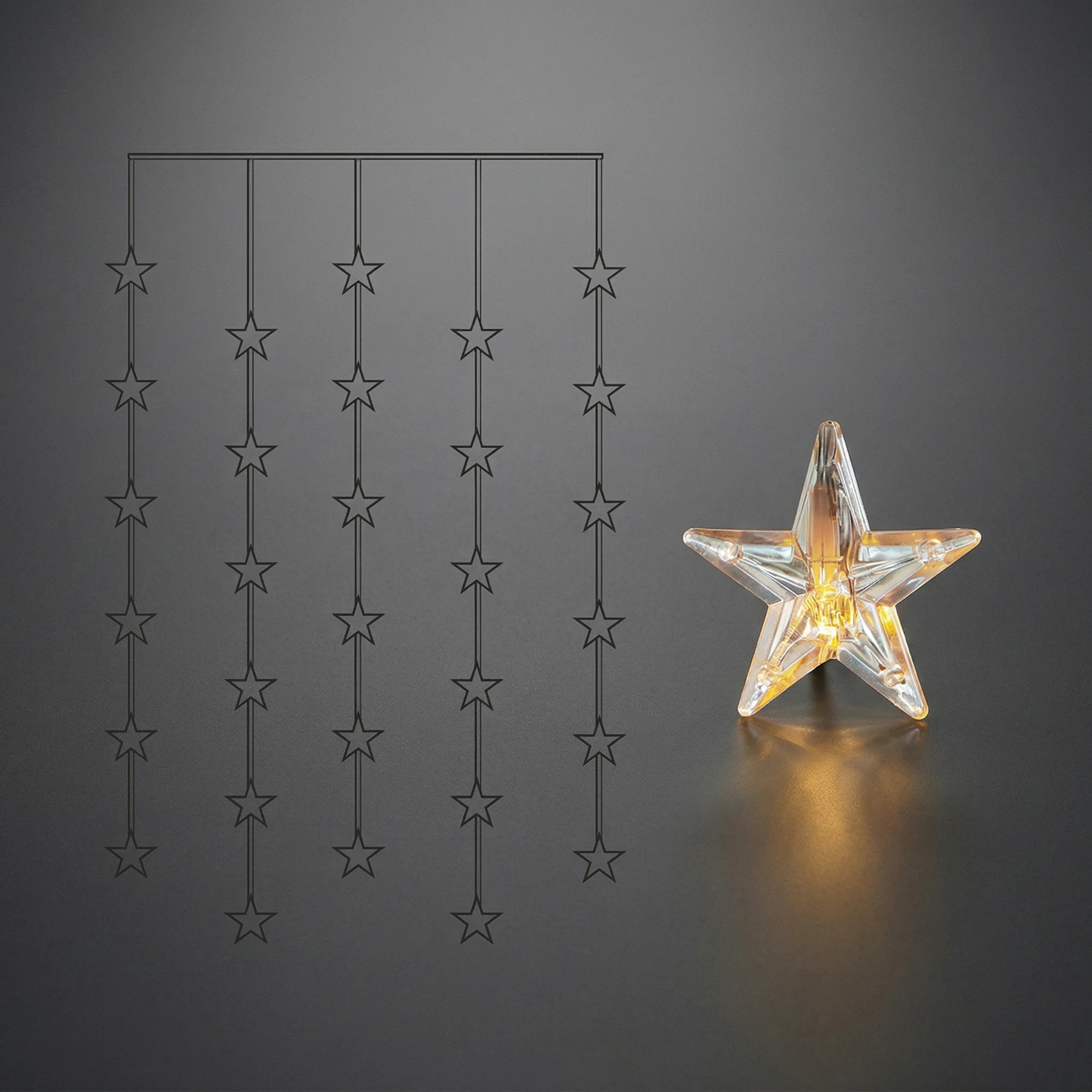 Star Curtain - Lichtervorhang für innen - 0,9 m - 30 LEDs - Netzbetrieb - Warmweiß