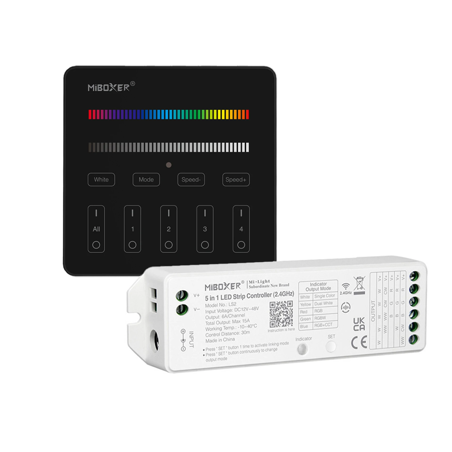 LED Funk Controller Set - 4 Zonen - 3 bis 4 Kanal - RGB+RGBW - Fernbedienung (2,4 GHz)