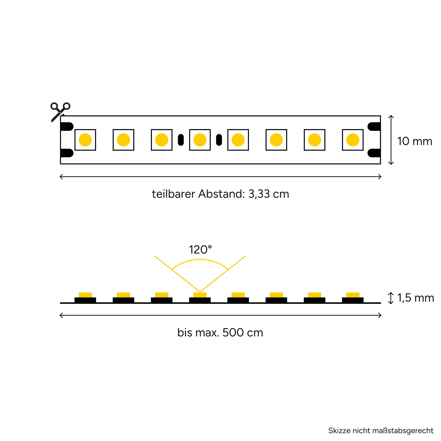 24V High Power LED Streifen - weiß - 240 LEDs je Meter - alle 3,33cm teilbar - 476,67cm - 1144 High Power LEDS - 91,4 Watt - 15206 Lumen - ohne Eingangskabel - Löten erforderlich