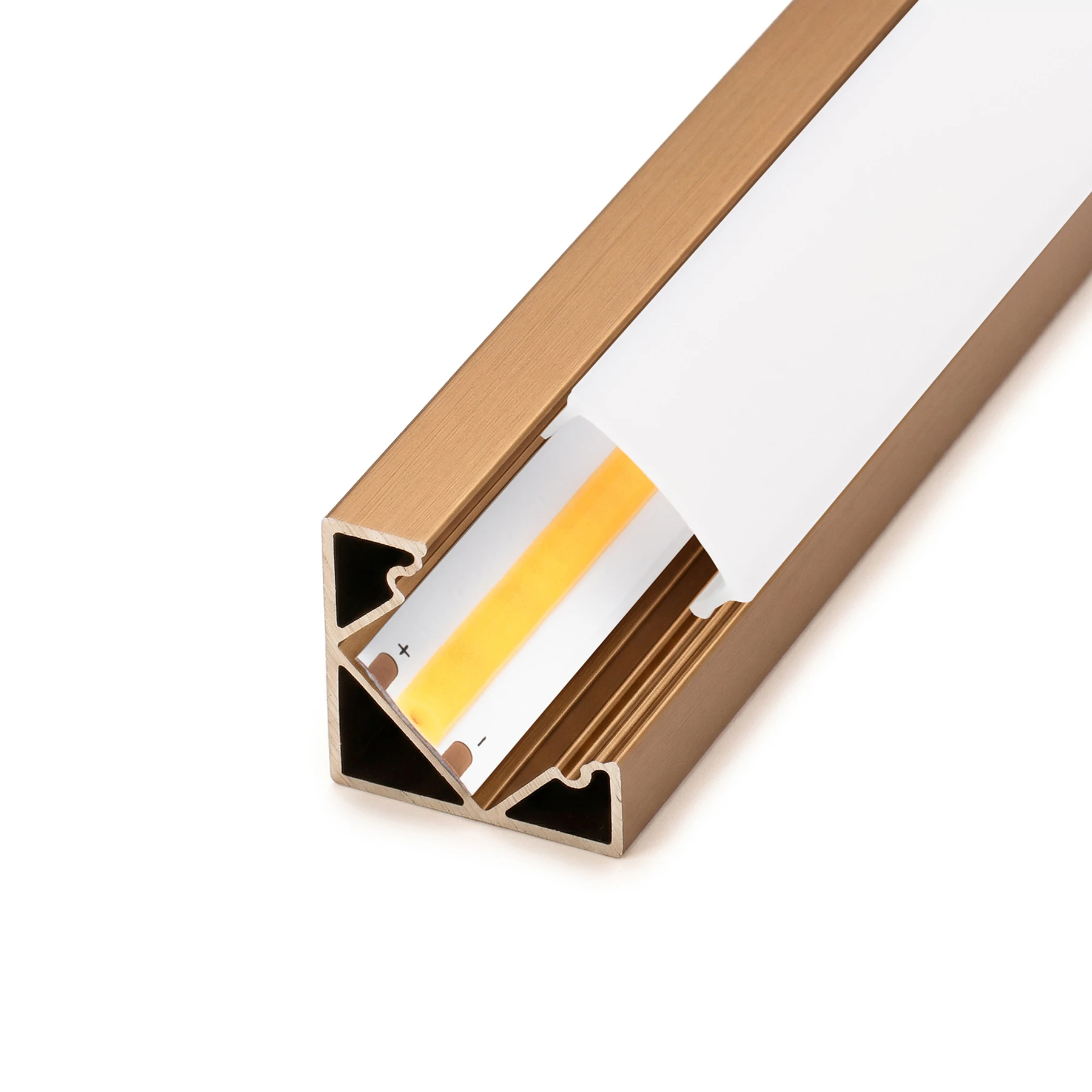 bronzenes Aluminium LED Eck Profil in Wunschlänge, 90°, 1,80 x 1,80cm