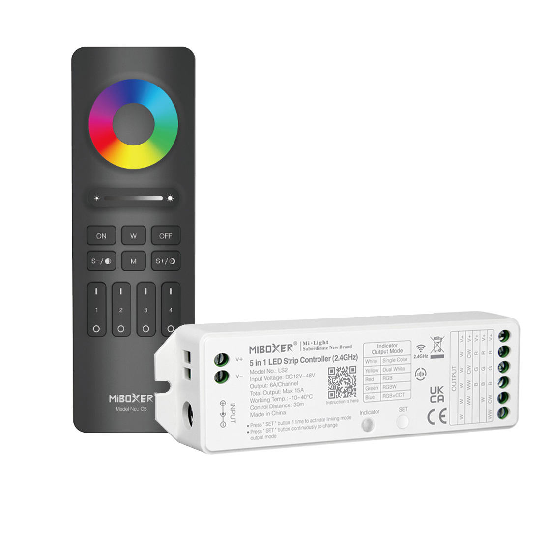 LED Funk Controller Set - 4 Zonen - 5 Kanal - RGB+CCT - Fernbedienung (2,4 GHz)