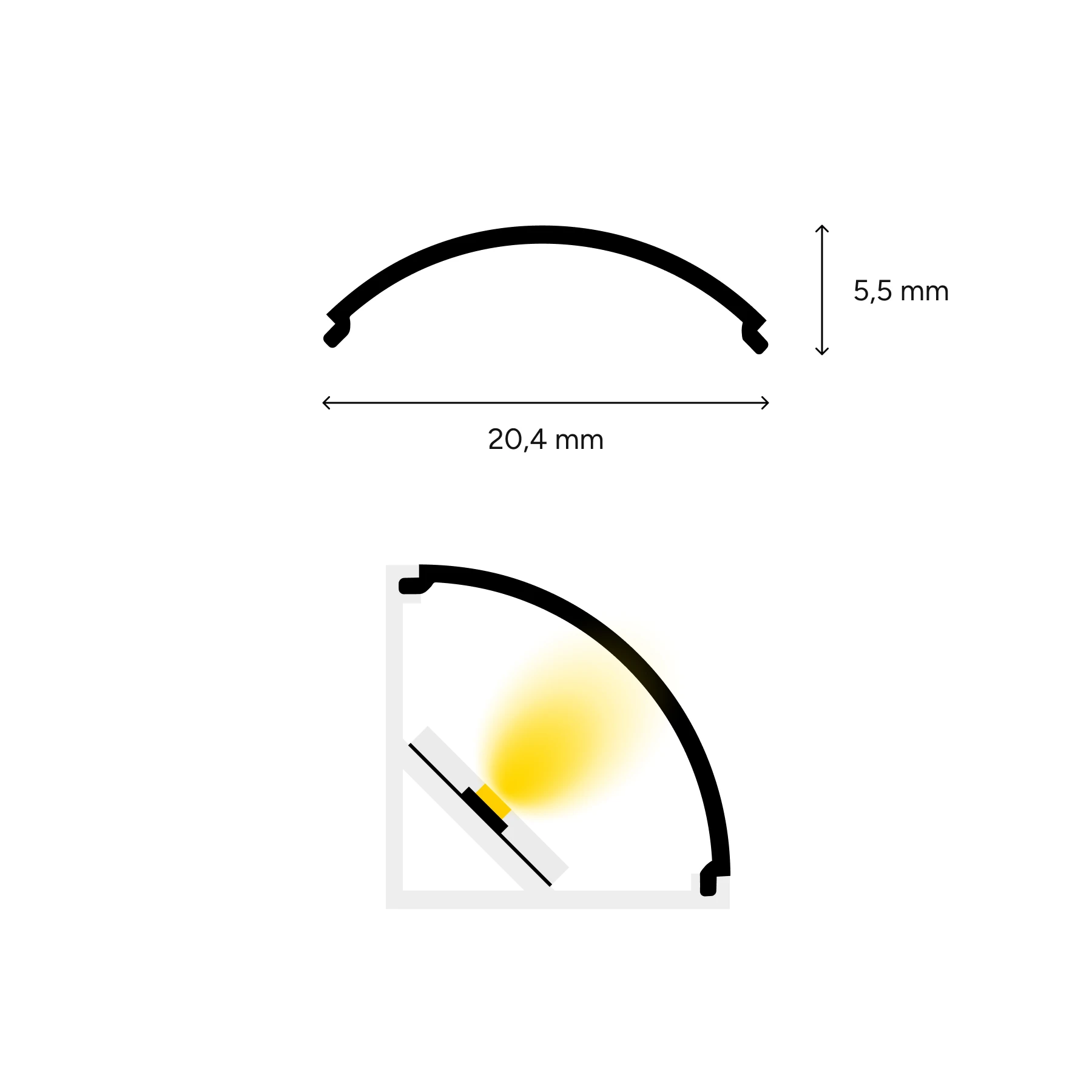 diffuse Abdeckung für LED Eckprofil - round line, CC-65