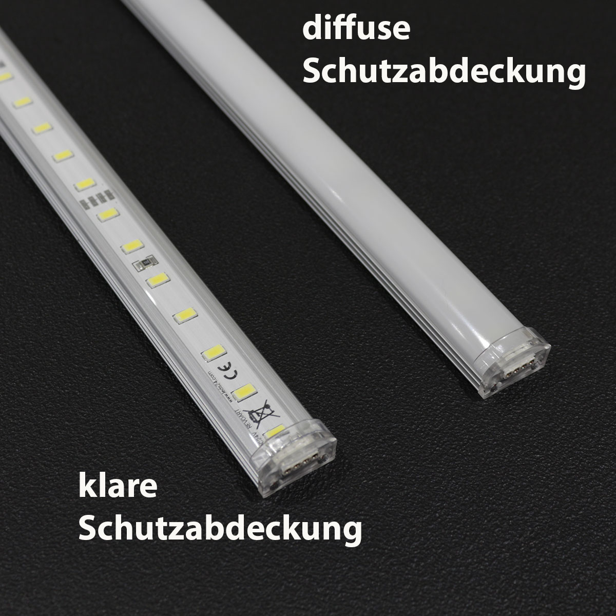 Aluminium LEDLeiste steckbar - 70x 5630 LEDs auf 100cm 24V warmweiß - kein Anschlußkabel zum Netzteil - klare Schutzabdeckung