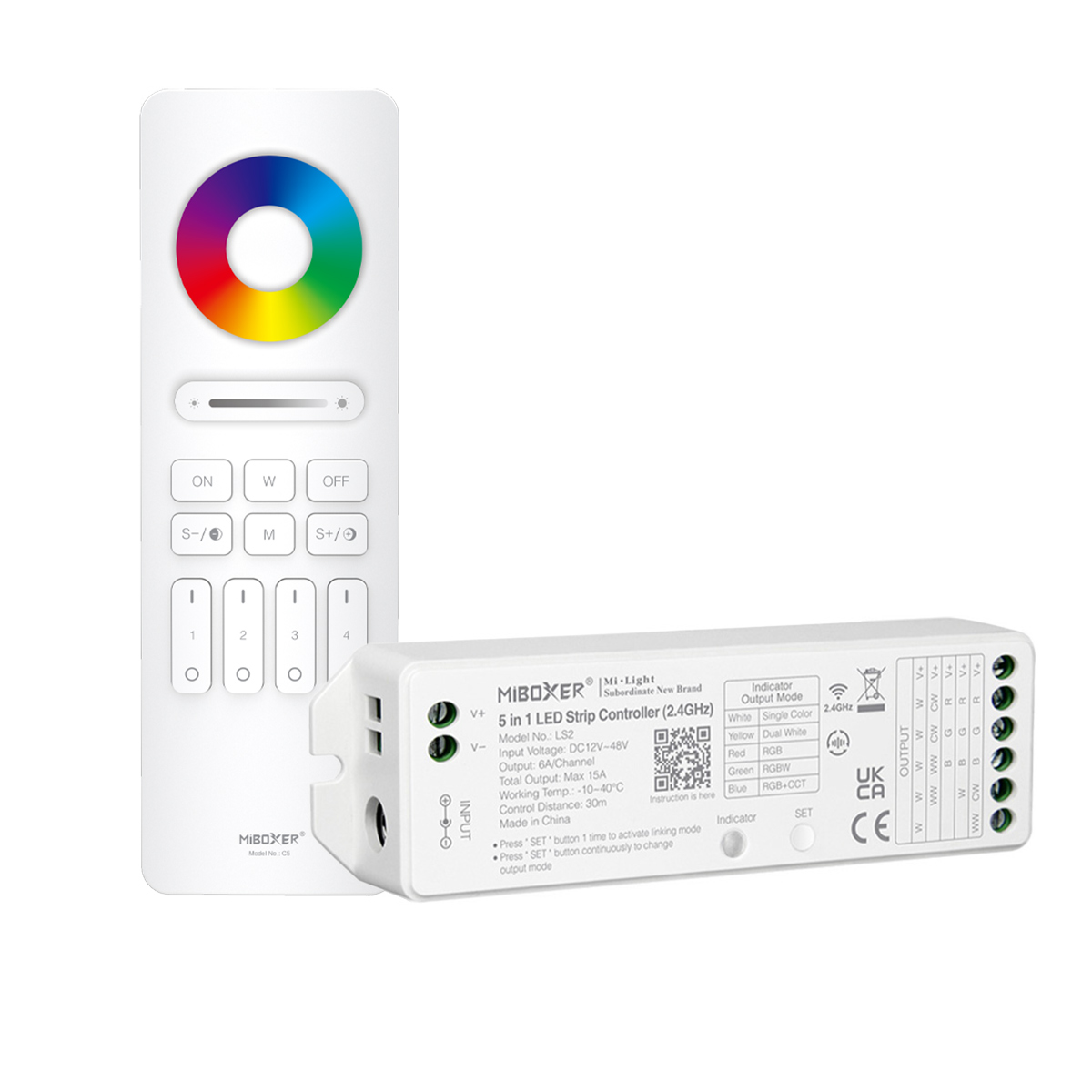 LED Funk Controller Set - 4 Zonen - 5 Kanal - RGB+CCT - Fernbedienung (2,4 GHz)