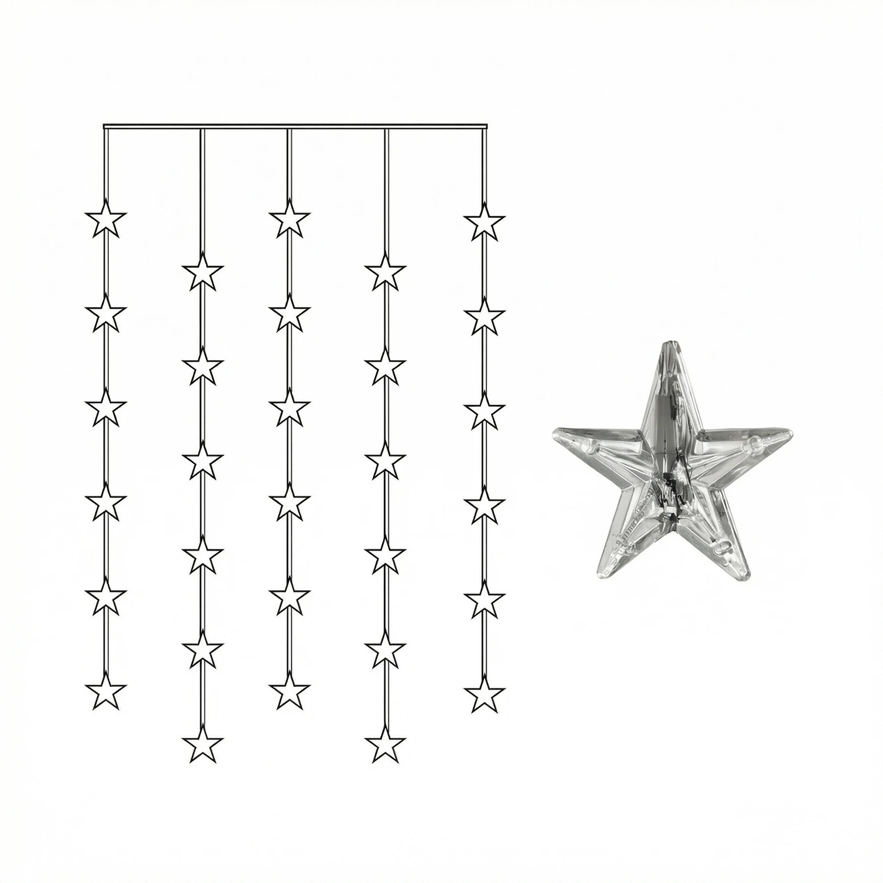 Star Curtain - Lichtervorhang für innen - 0,9 m - 30 LEDs - Netzbetrieb - Warmweiß
