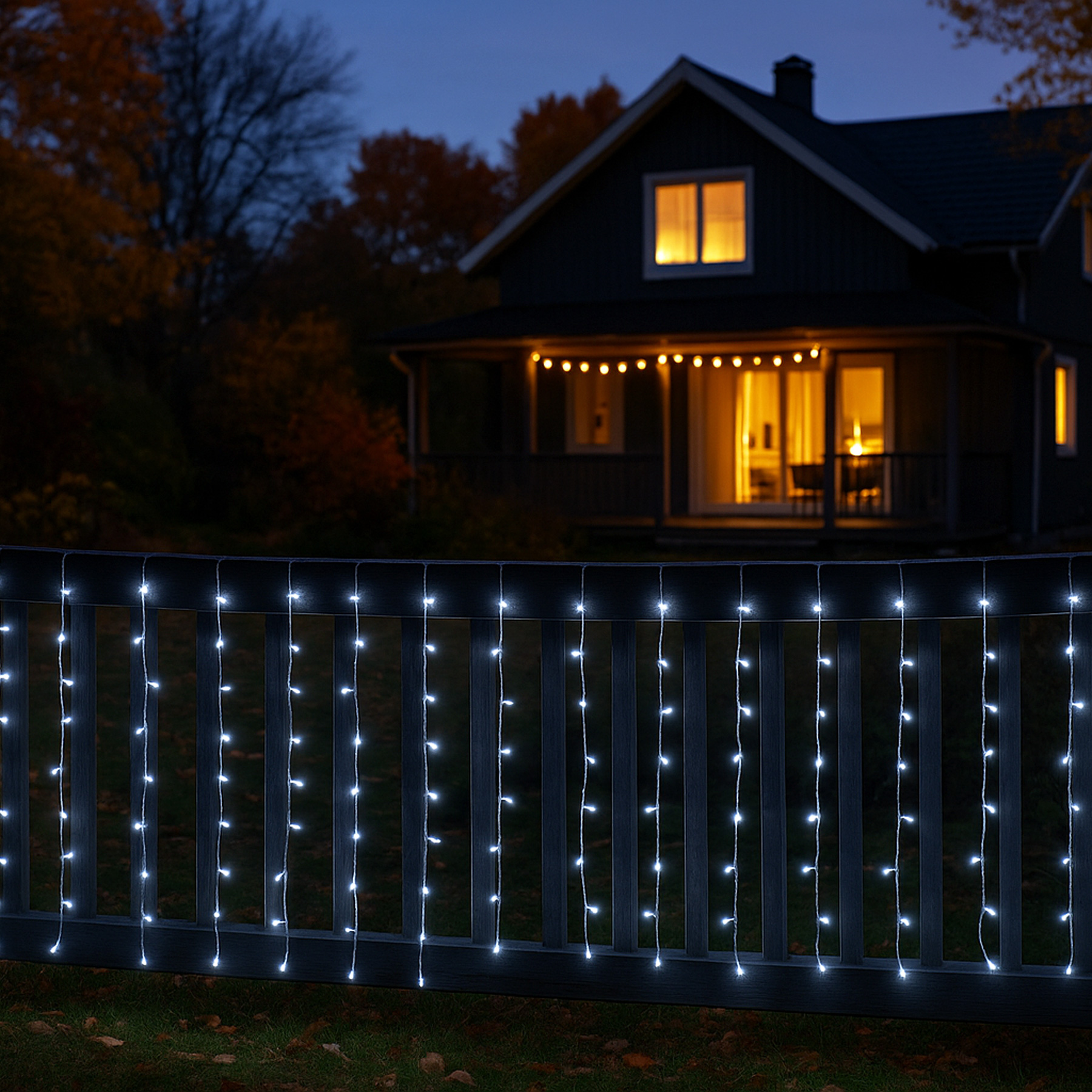 Crispy Ice White - Lichtervorhang für außen - 1,3 m - 80 LEDs - Netzbetrieb - Kaltweiß