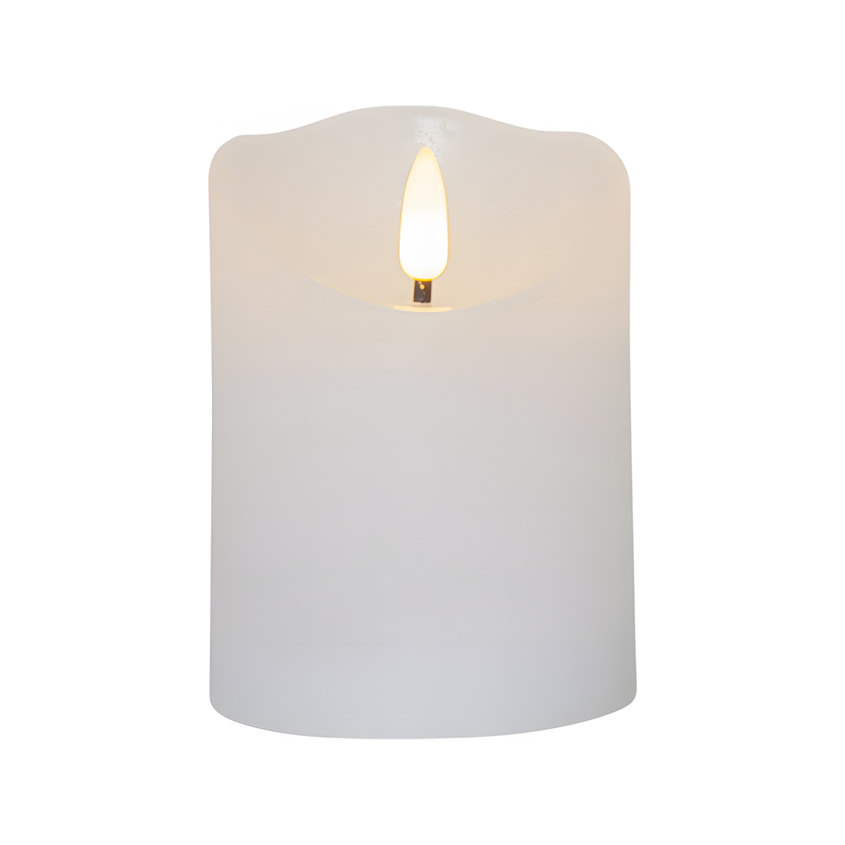 Flamme Rustic - Kerze für innen - Weiß - Höhe: 10,0 cm - Batteriebetrieb - Timer - flackernd