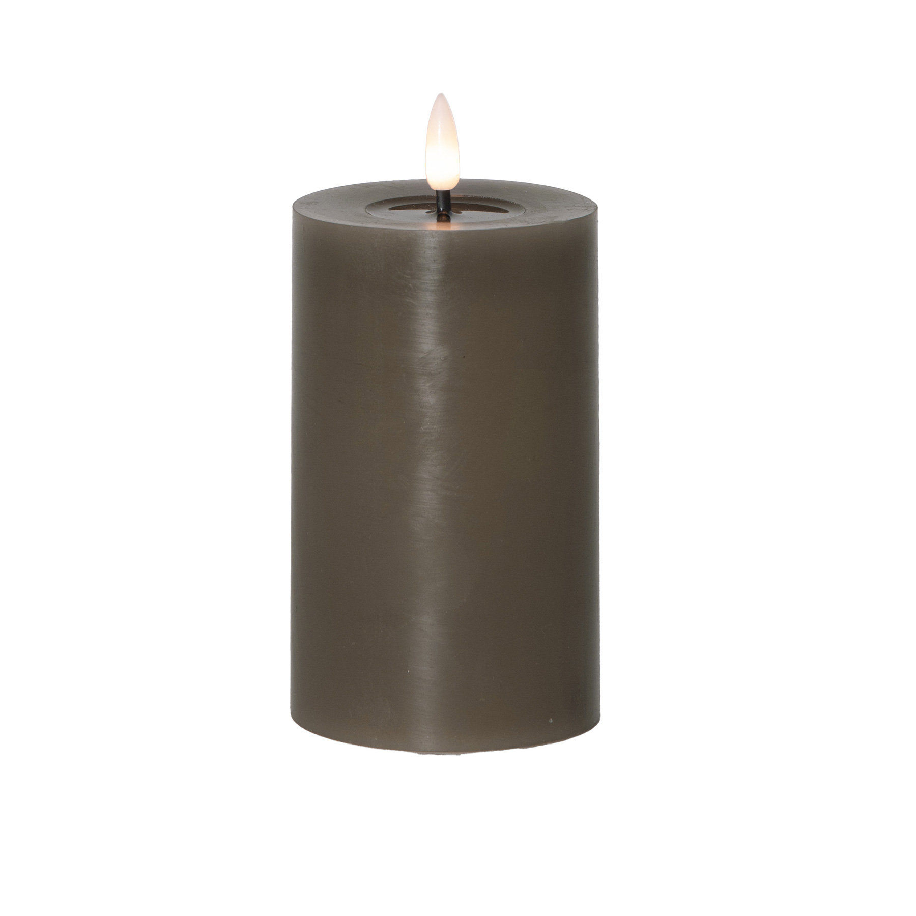 Flamme Flow - Kerze für innen - Braun - Höhe: 15 cm - Batteriebetrieb - Timer - flackernd