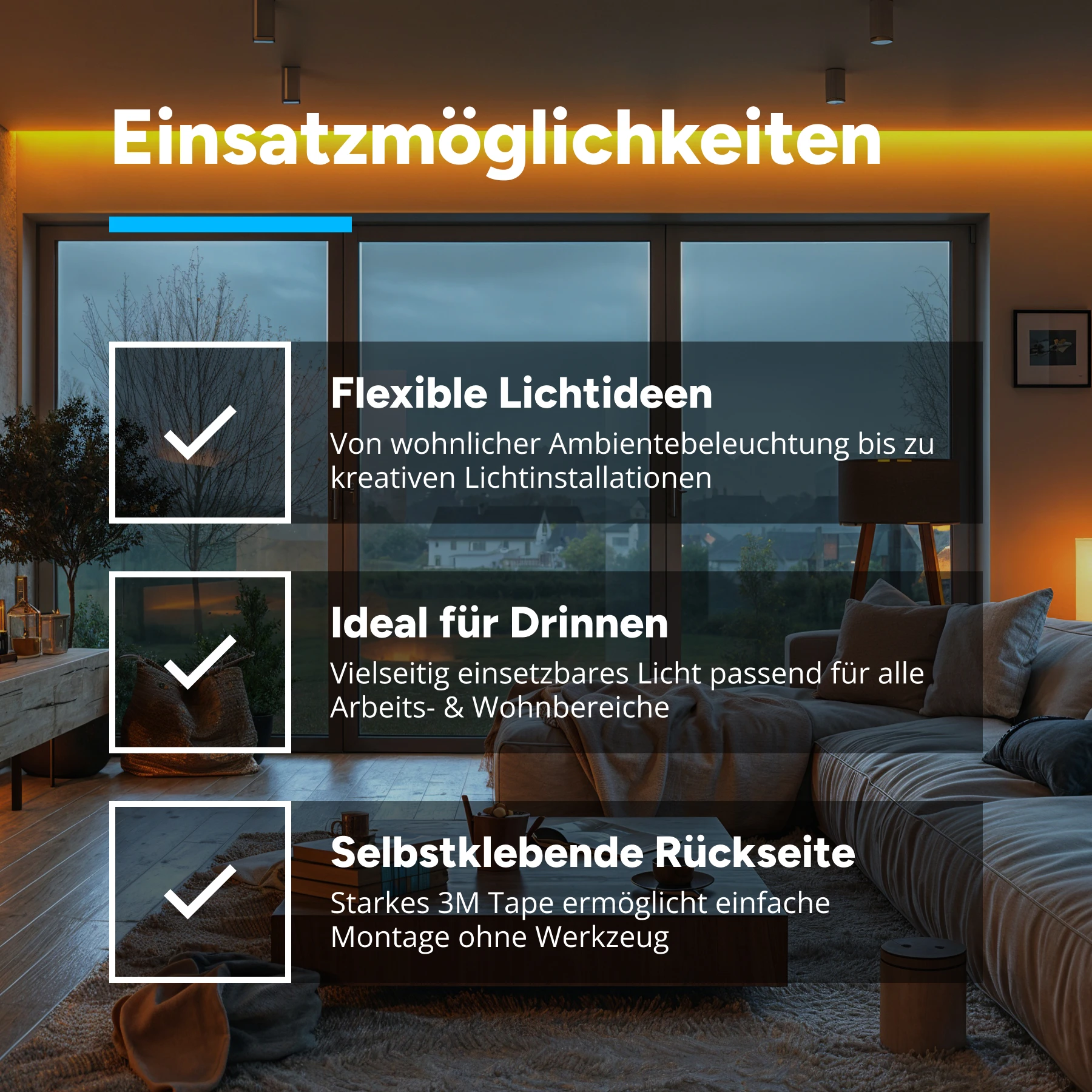 48V LED Streifen - warmweiß - alle 5cm teilbar - 10mm breit - 2870cm - 2296 LED Chips - 183,7 Watt - 17794 Lumen - mit 2 Steckerbuchsen - kein Löten - kein Anschlußkabel zum Netzteil