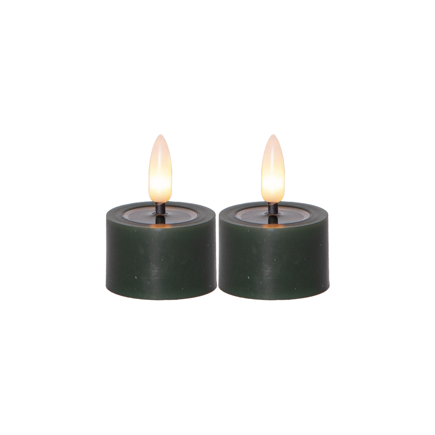 Flamme Flow - Kerzen Set für innen - Grün - Höhe: 5 cm - Batteriebetrieb - Timer - flackernd