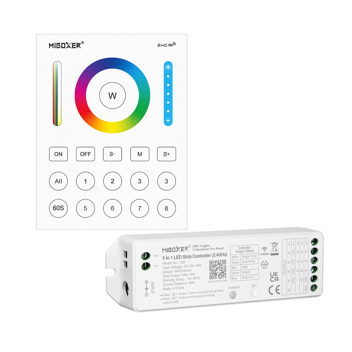 LED Funk Controller Set - 8 Zonen - 5 Kanal - RGB+CCT - Fernbedienung (2,4 GHz)